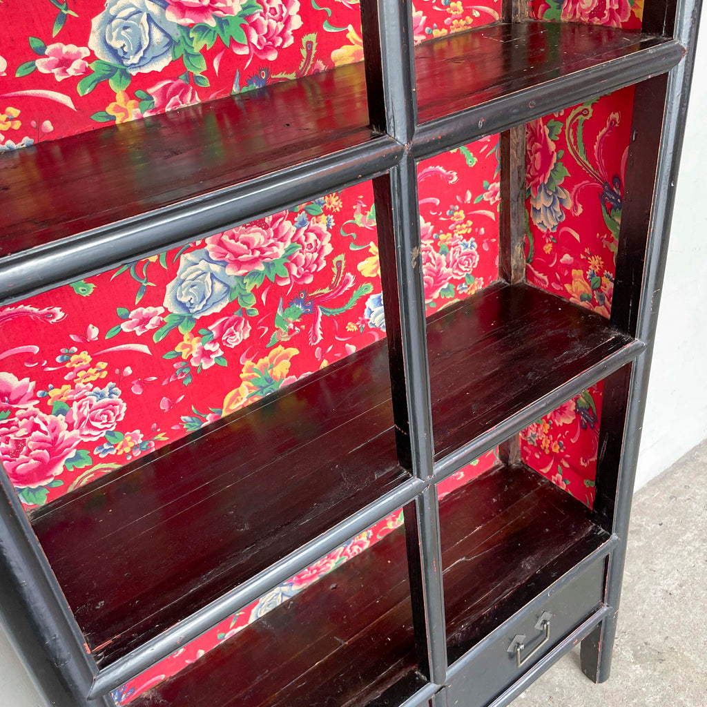 Black Elm Shelf with Fabric Backing (2-Column)