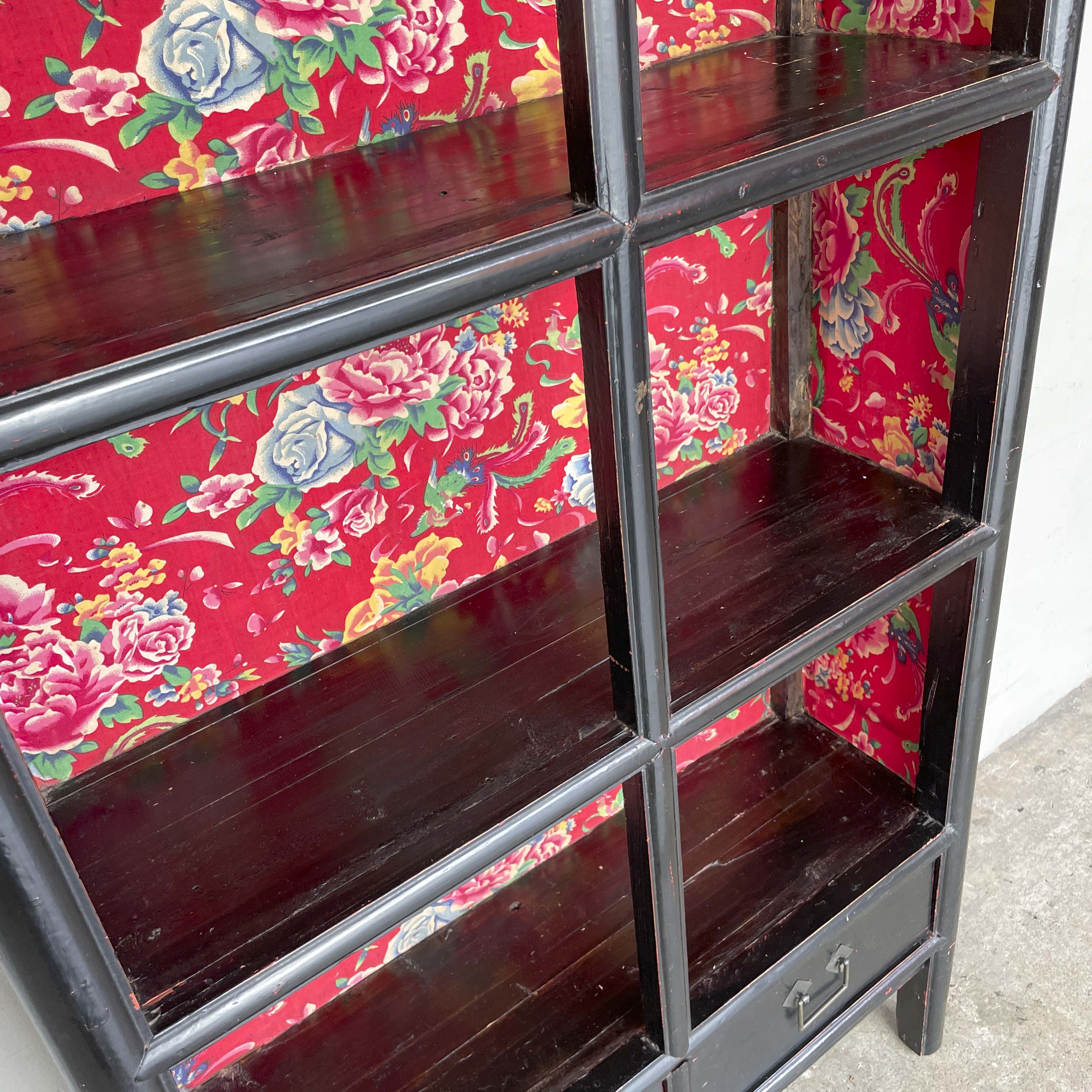 Black Elm Shelf with Fabric Backing (2-Column)