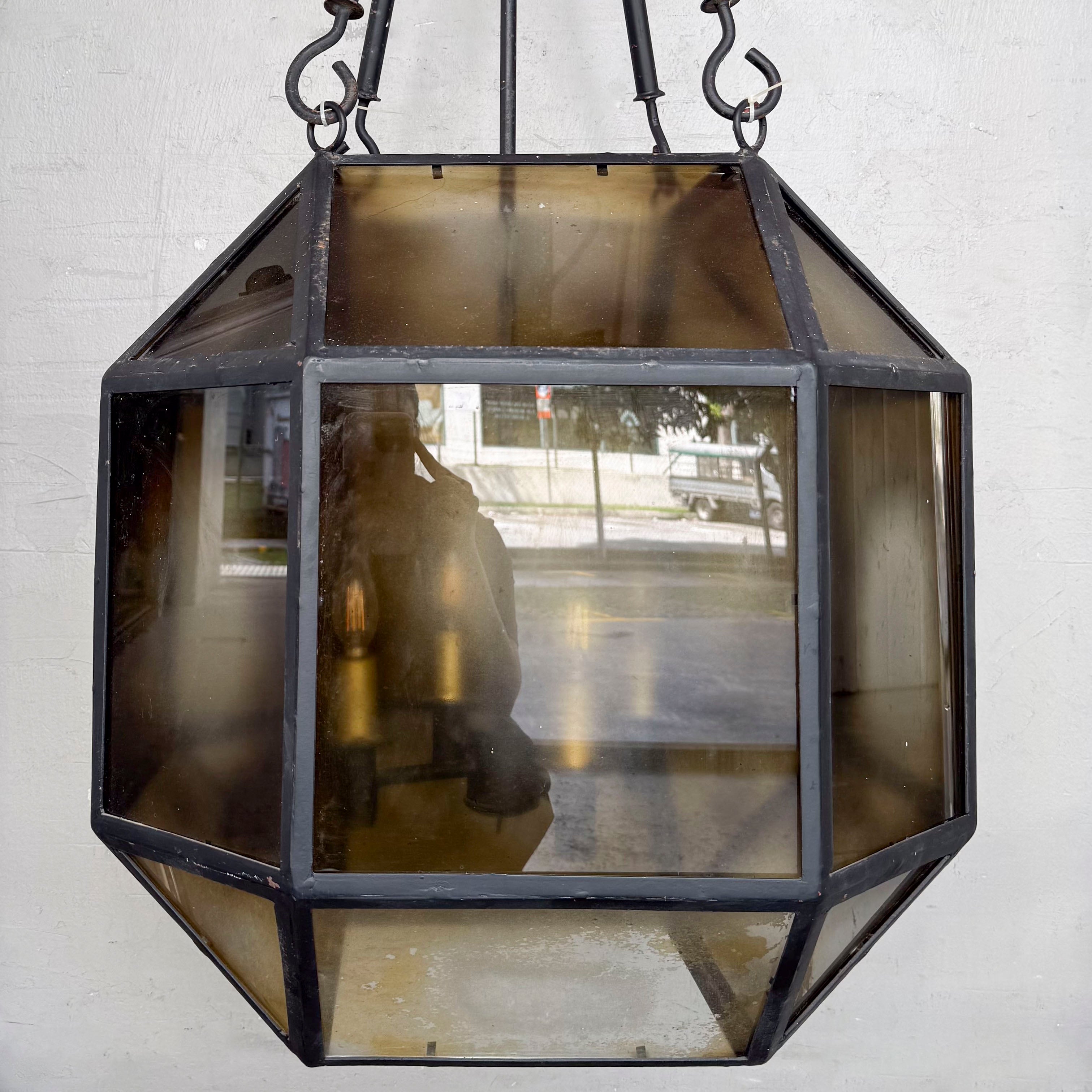 Octagonal Hanging Light with Tinted Glass (Large)