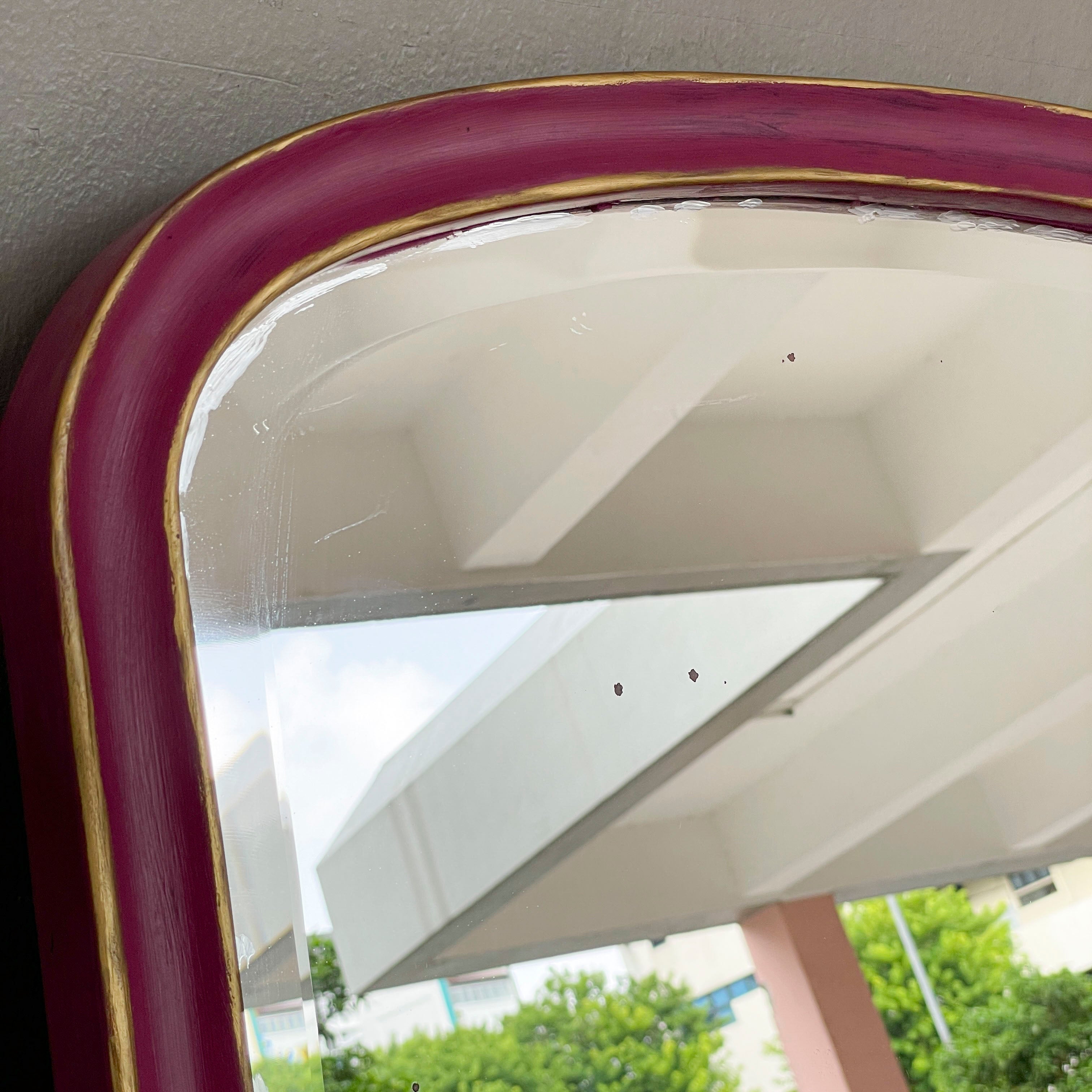 Hand-Painted Pink Standing Mirror