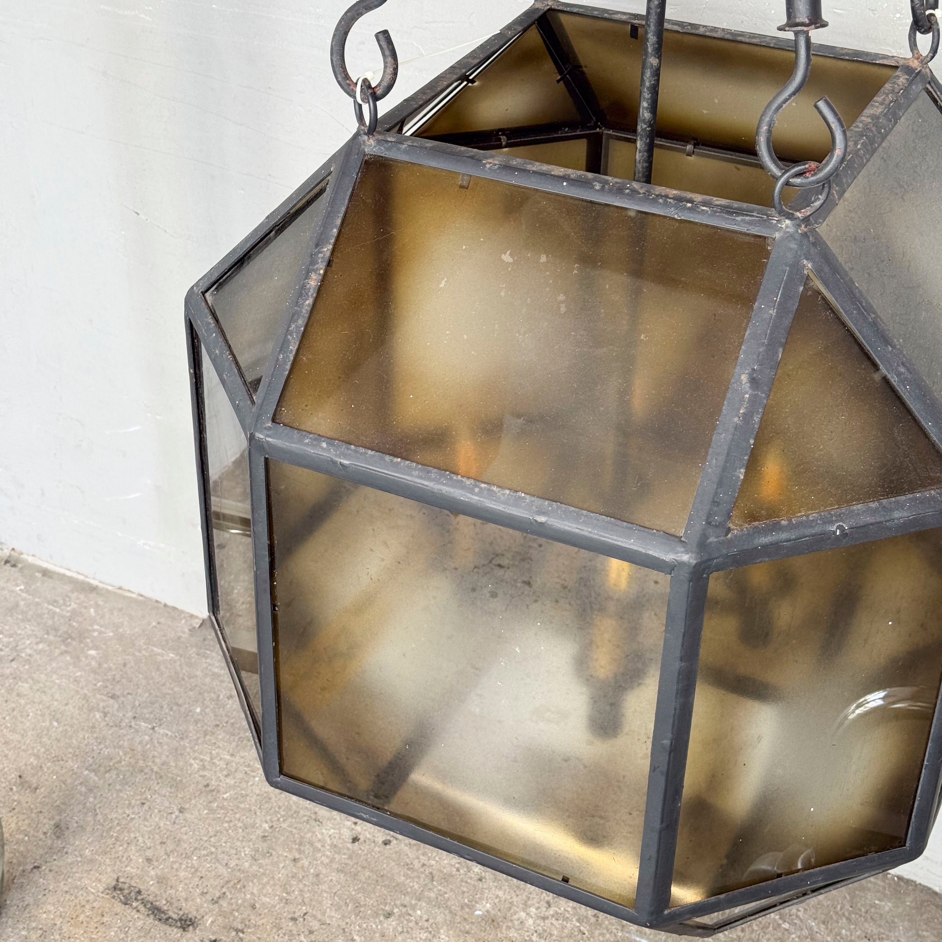 Octagonal Hanging Light with Tinted Glass (Large)