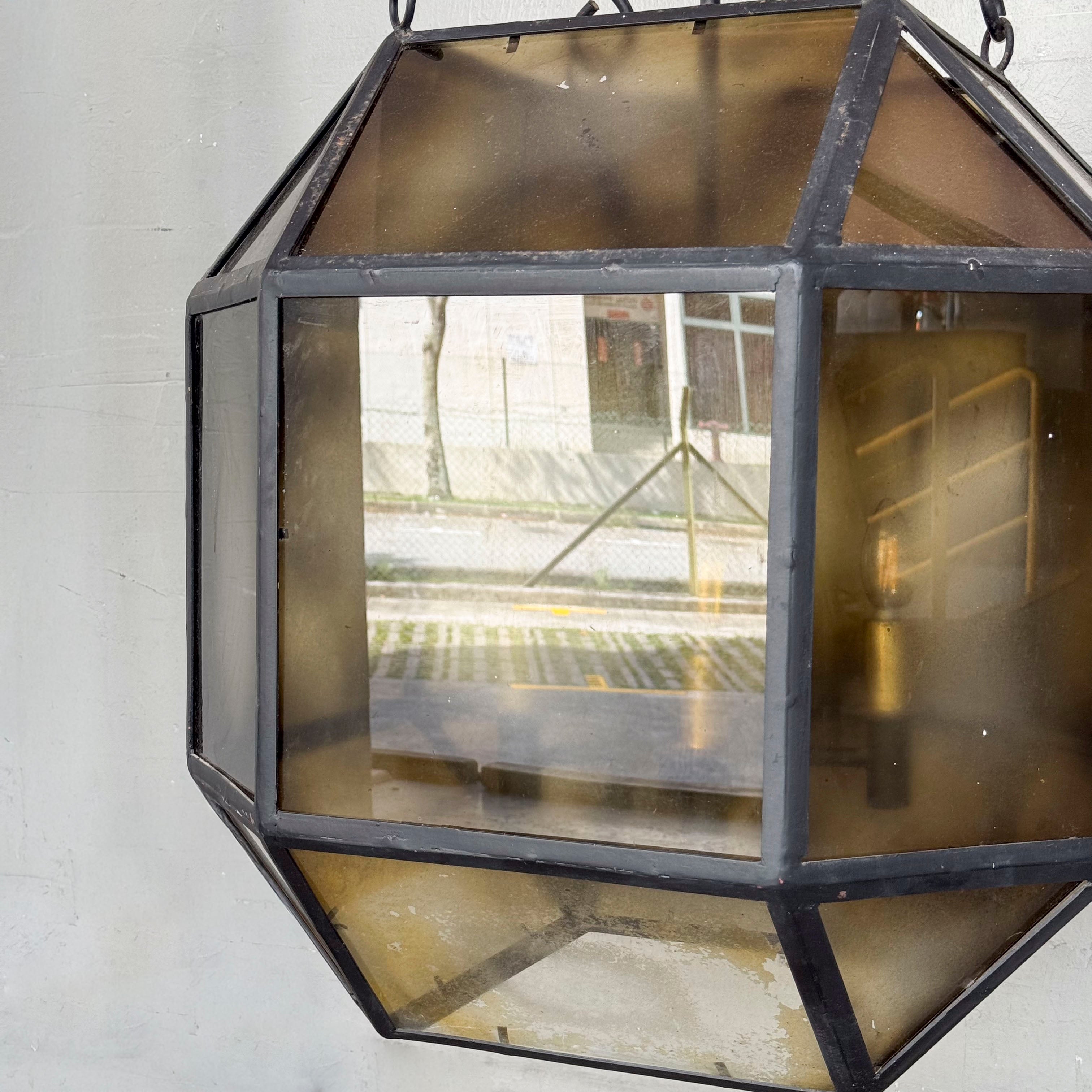 Octagonal Hanging Light with Tinted Glass (Large)