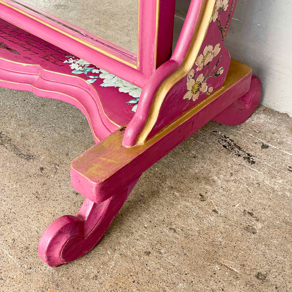 Hand-Painted Pink Standing Mirror