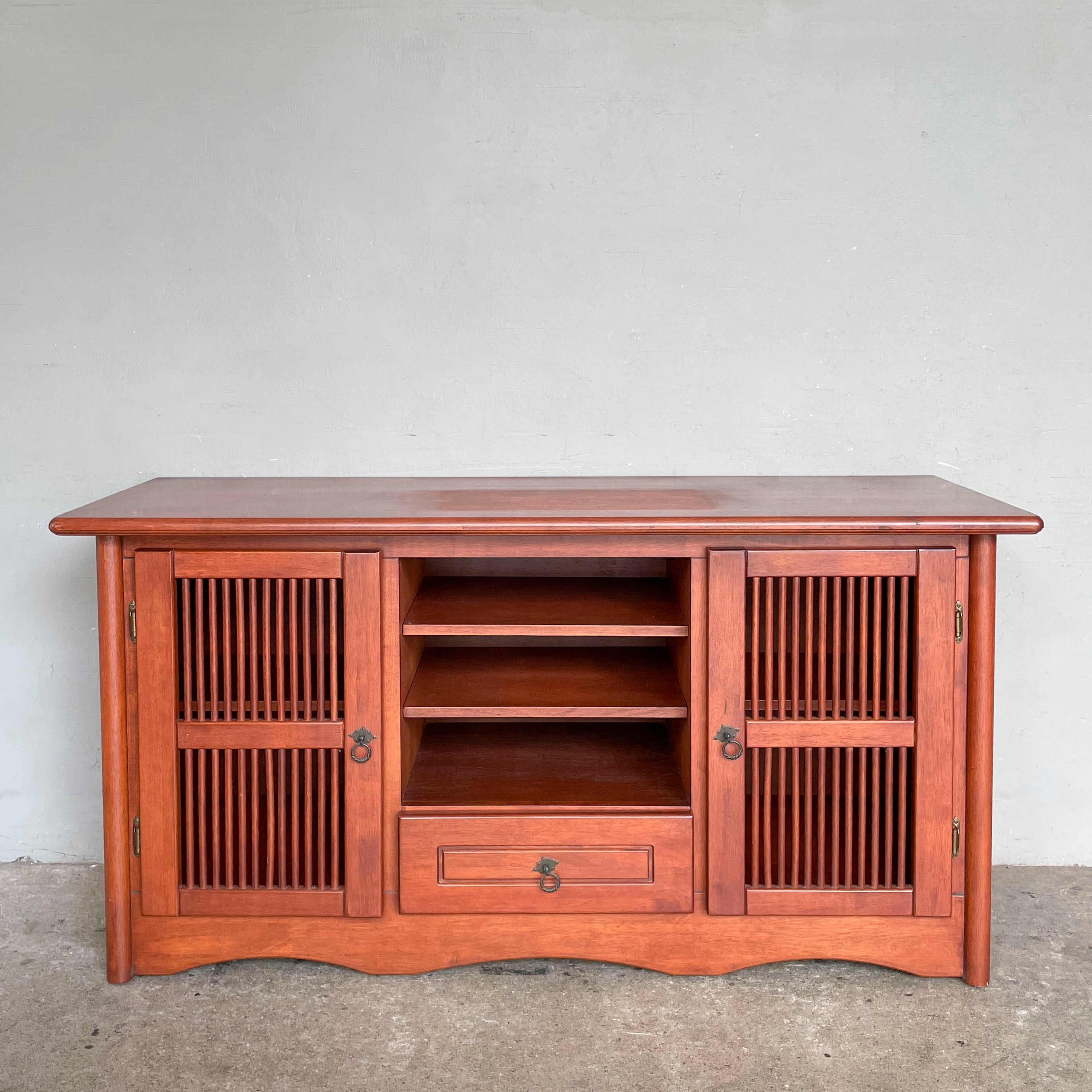 Rubberwood Console with Slatted Doors