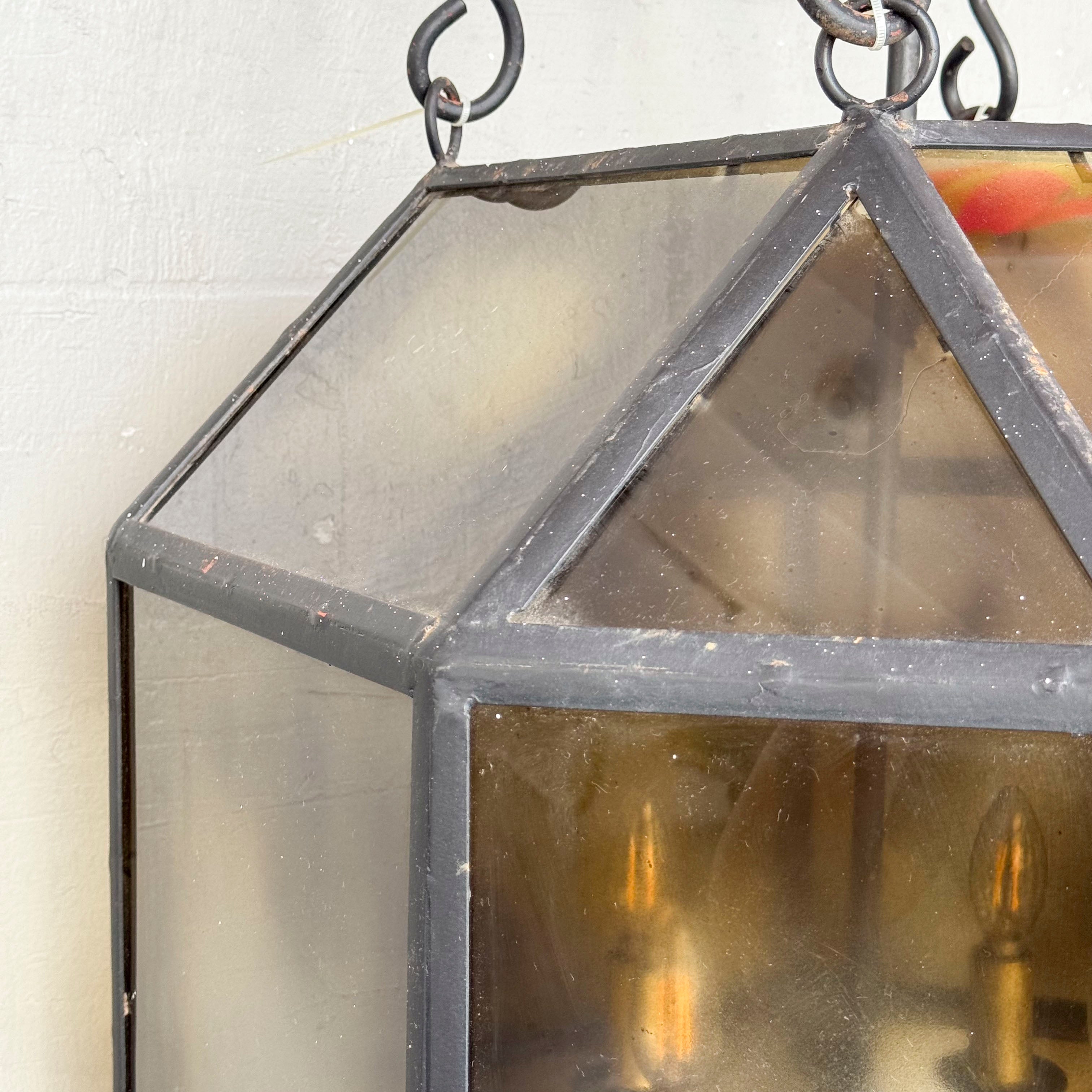 Octagonal Hanging Light with Tinted Glass (Large)