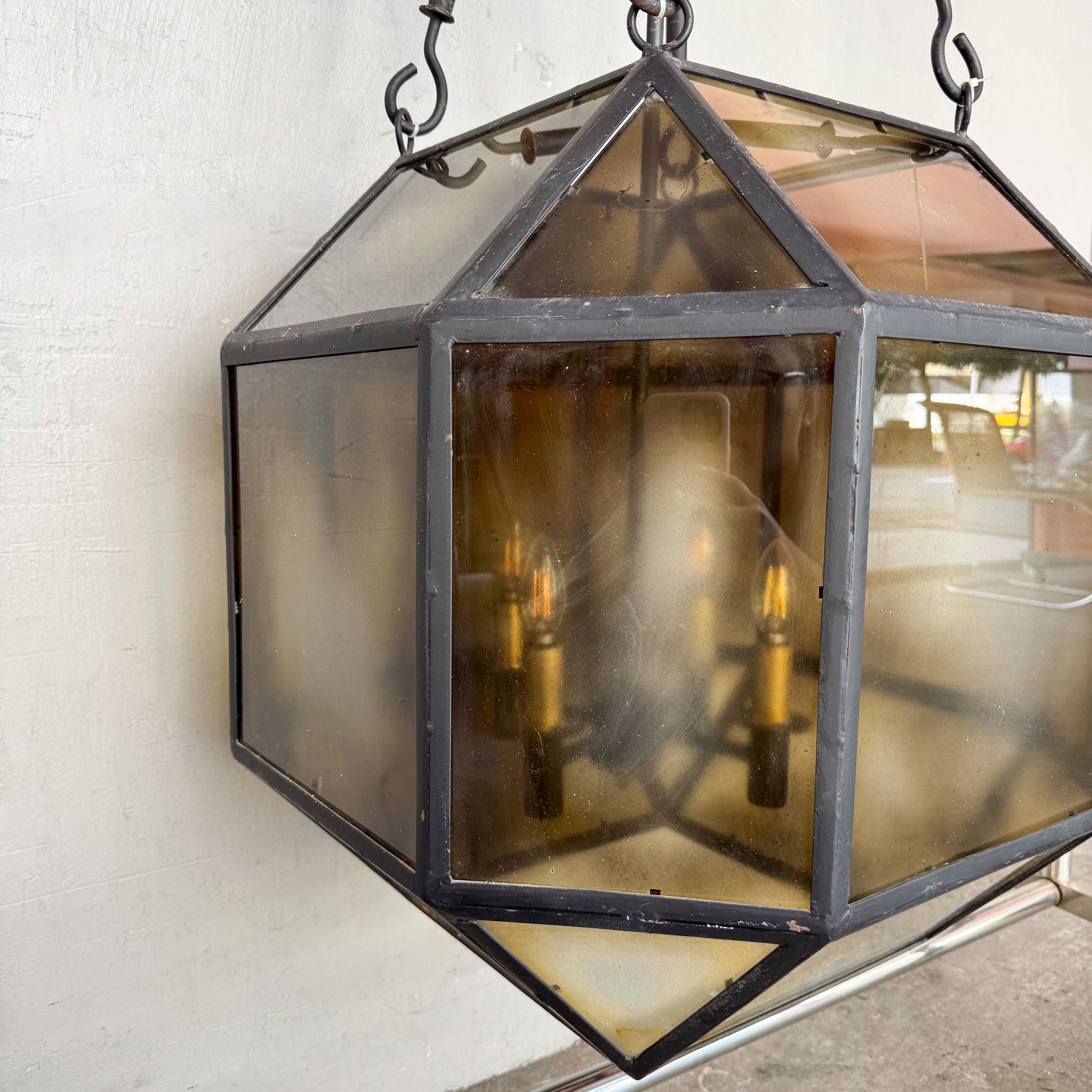 Octagonal Hanging Light with Tinted Glass (Large)