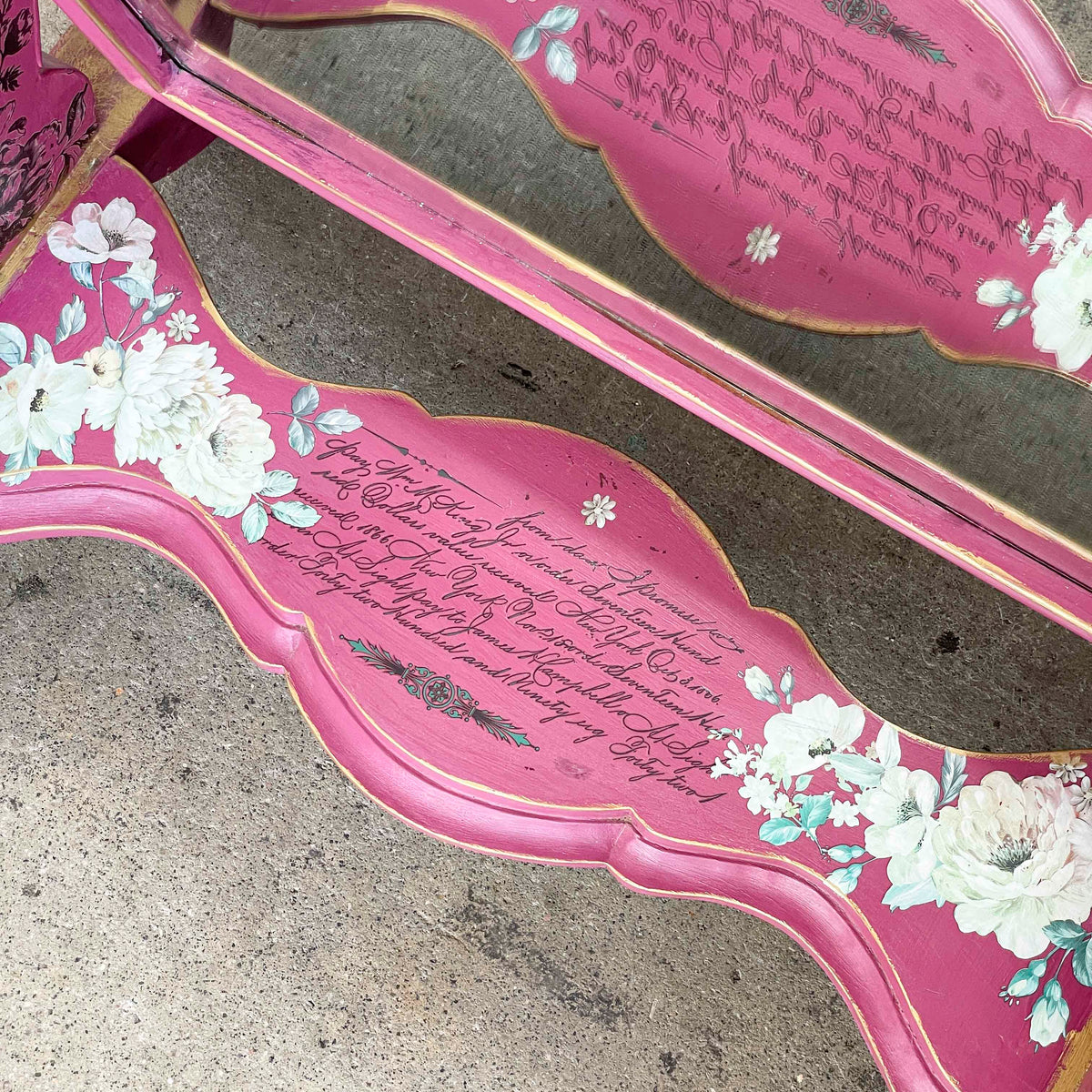 Hand-Painted Pink Standing Mirror