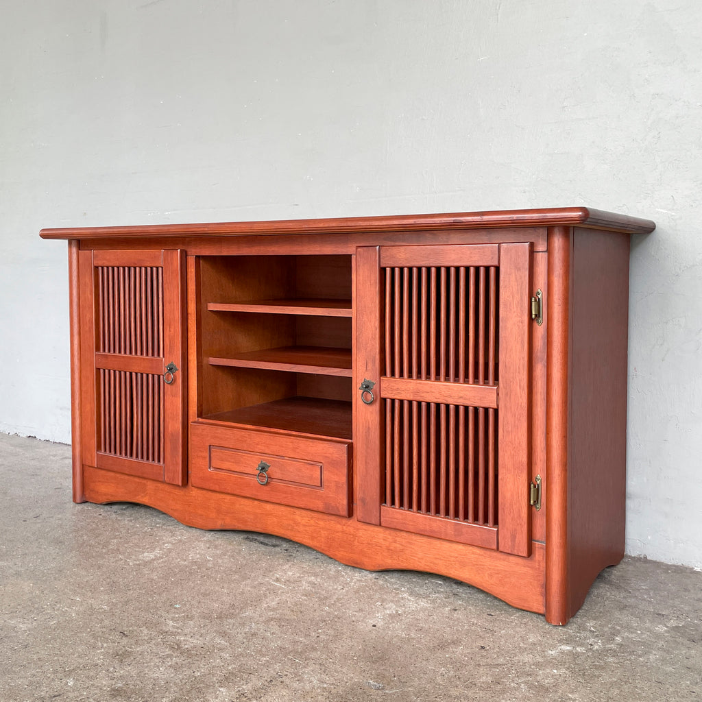 Rubberwood Console with Slatted Doors