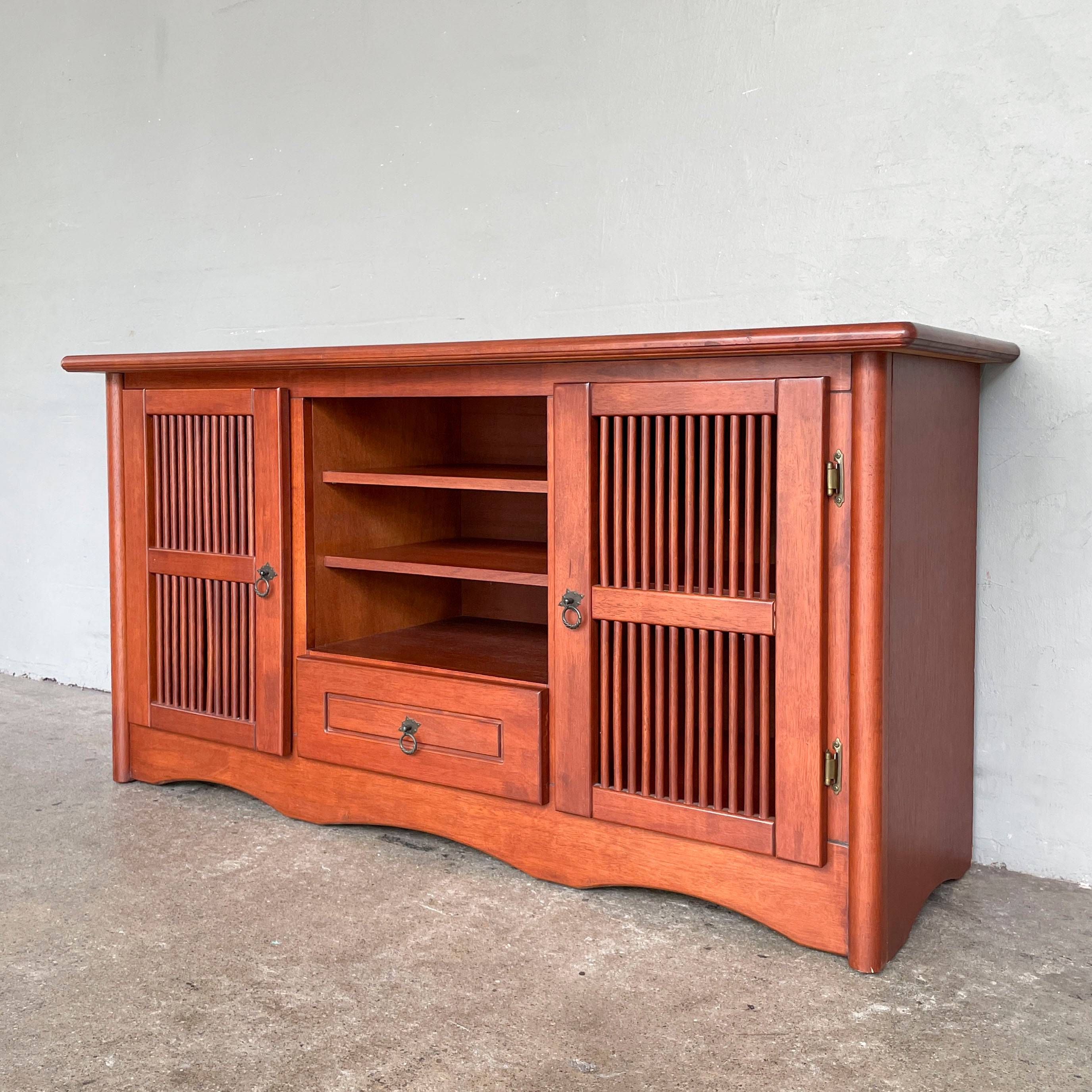 Rubberwood Console with Slatted Doors