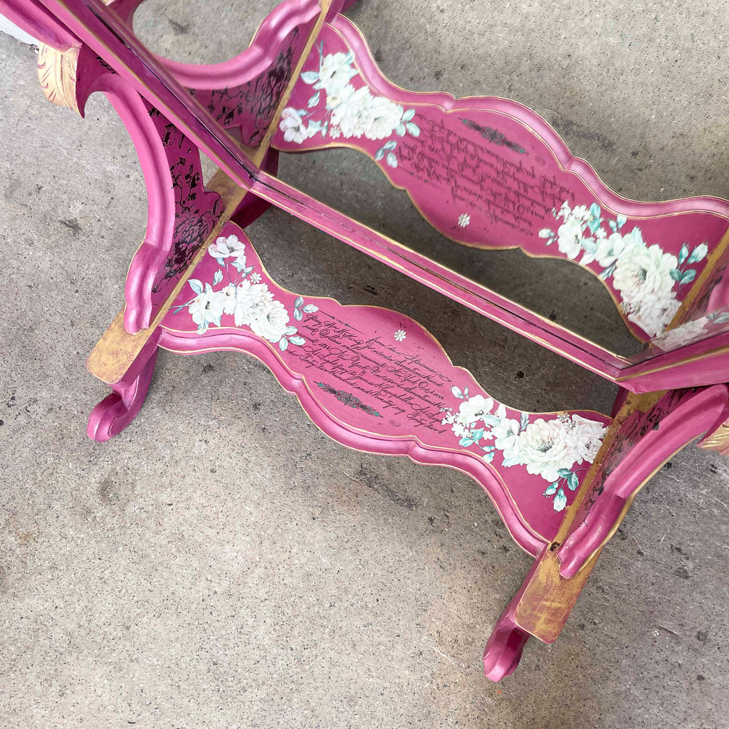 Hand-Painted Pink Standing Mirror