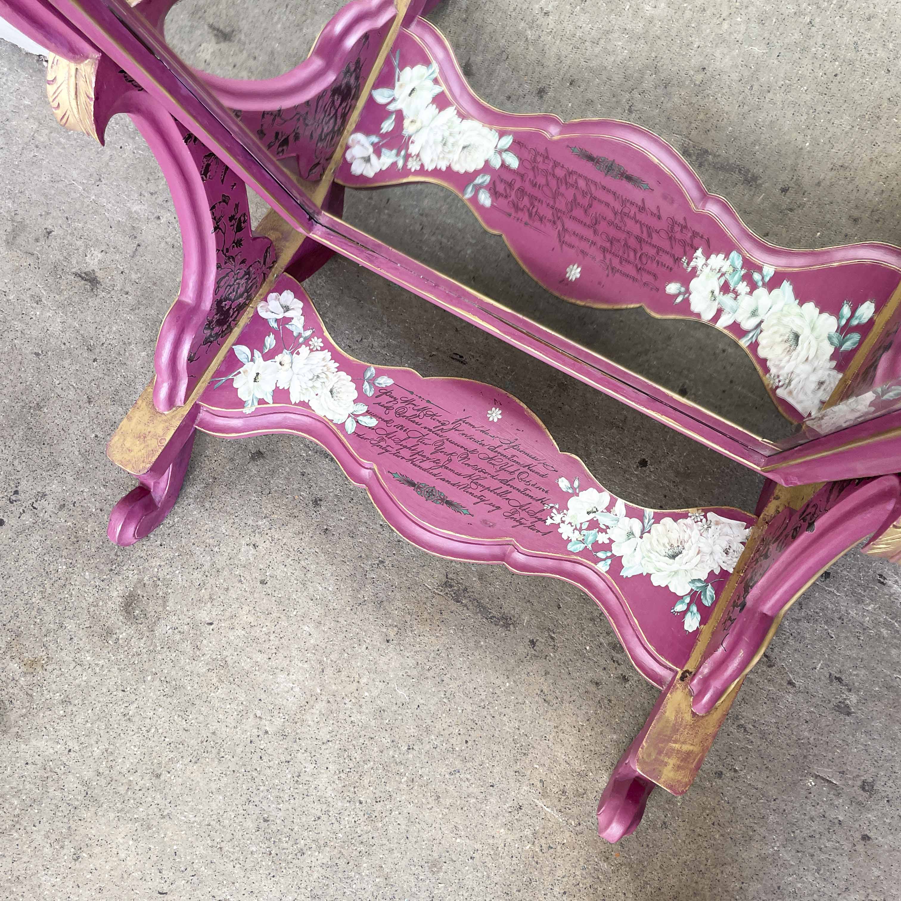 Hand-Painted Pink Standing Mirror