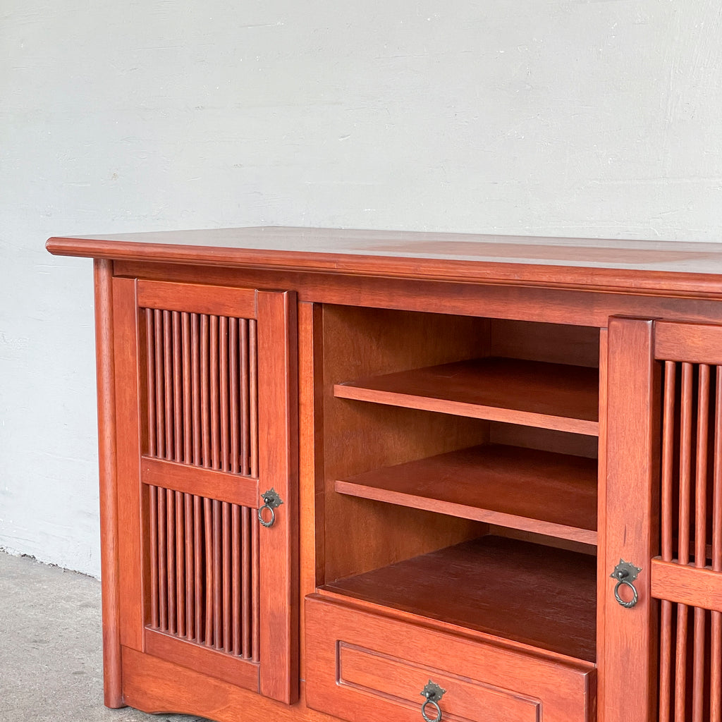 Rubberwood Console with Slatted Doors