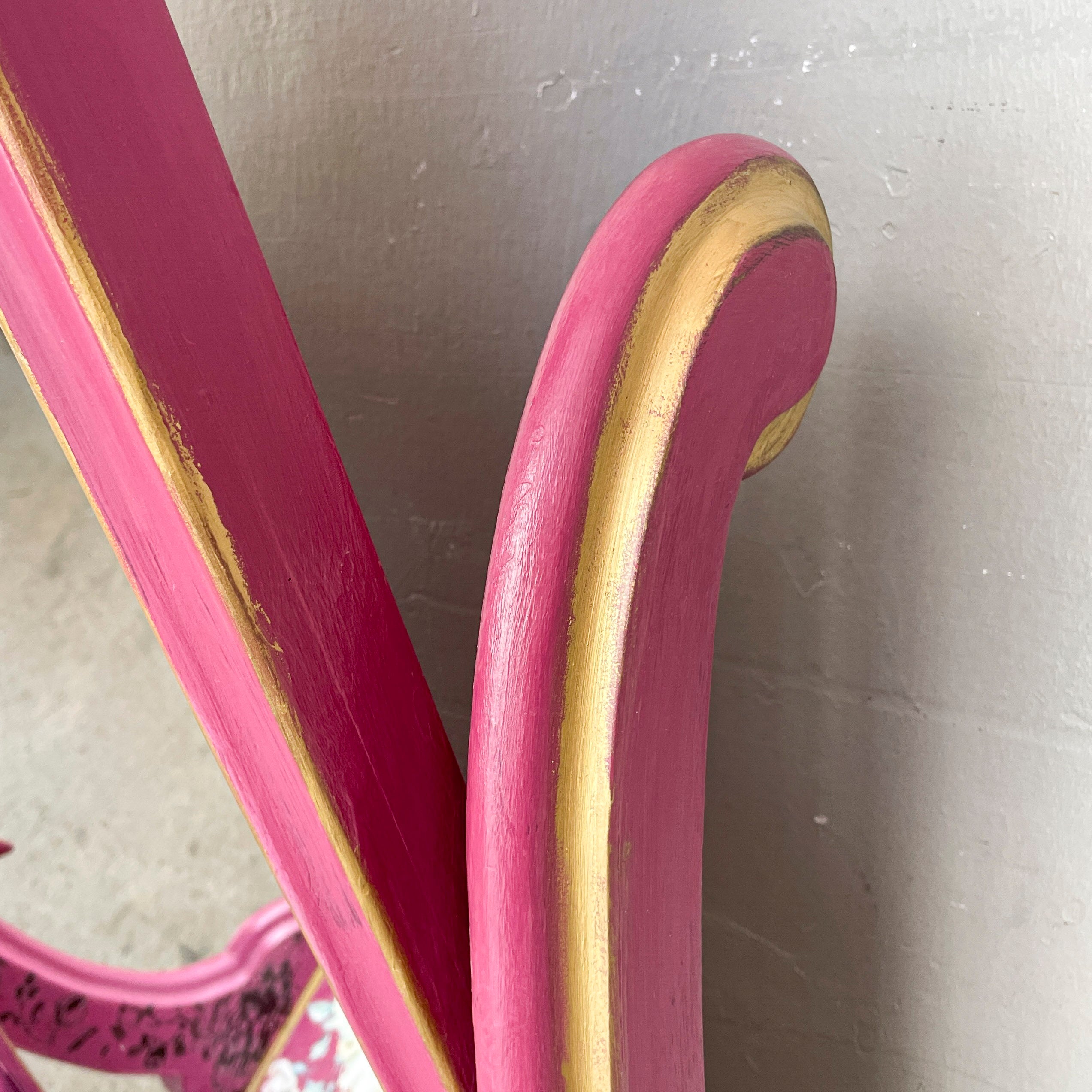 Hand-Painted Pink Standing Mirror