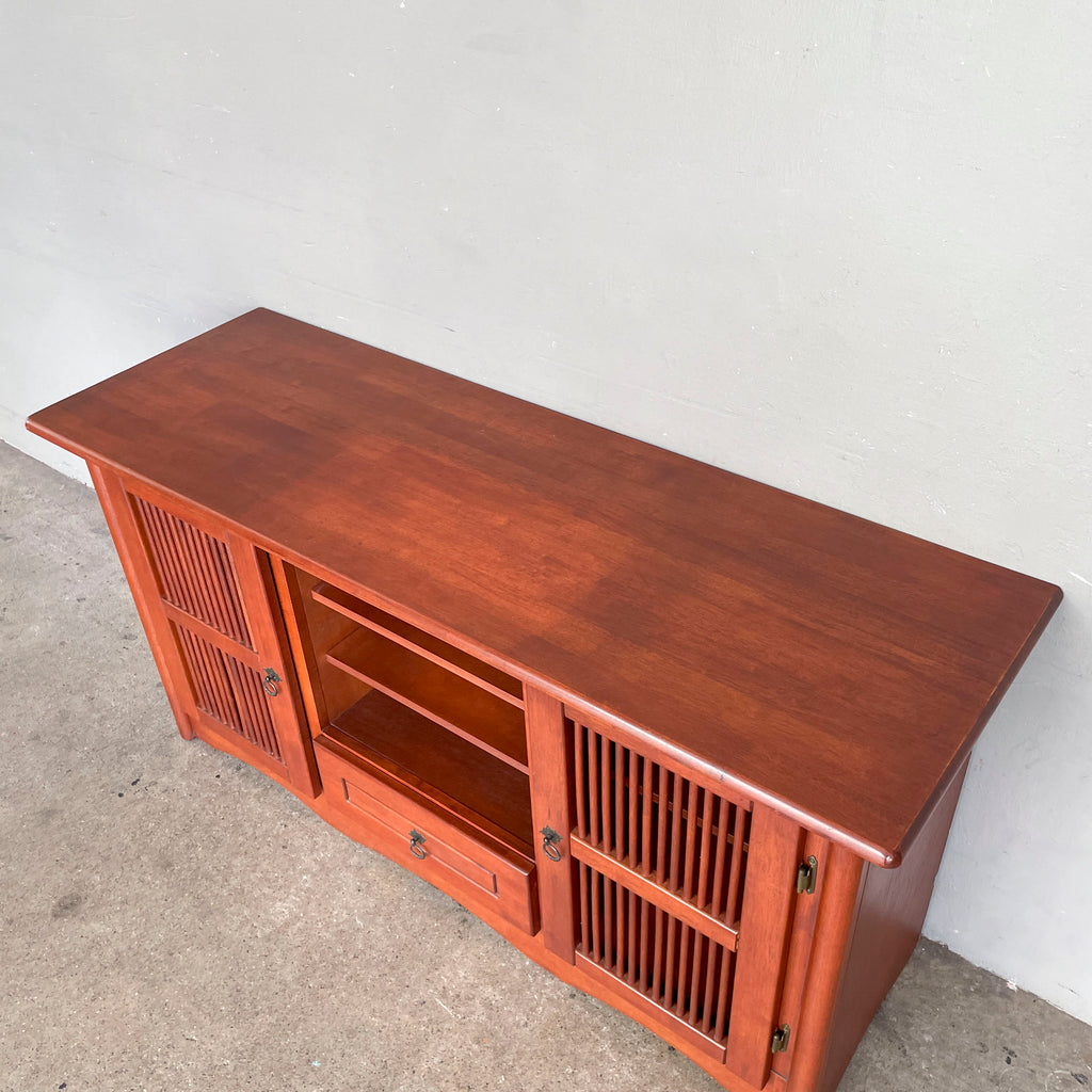 Rubberwood Console with Slatted Doors