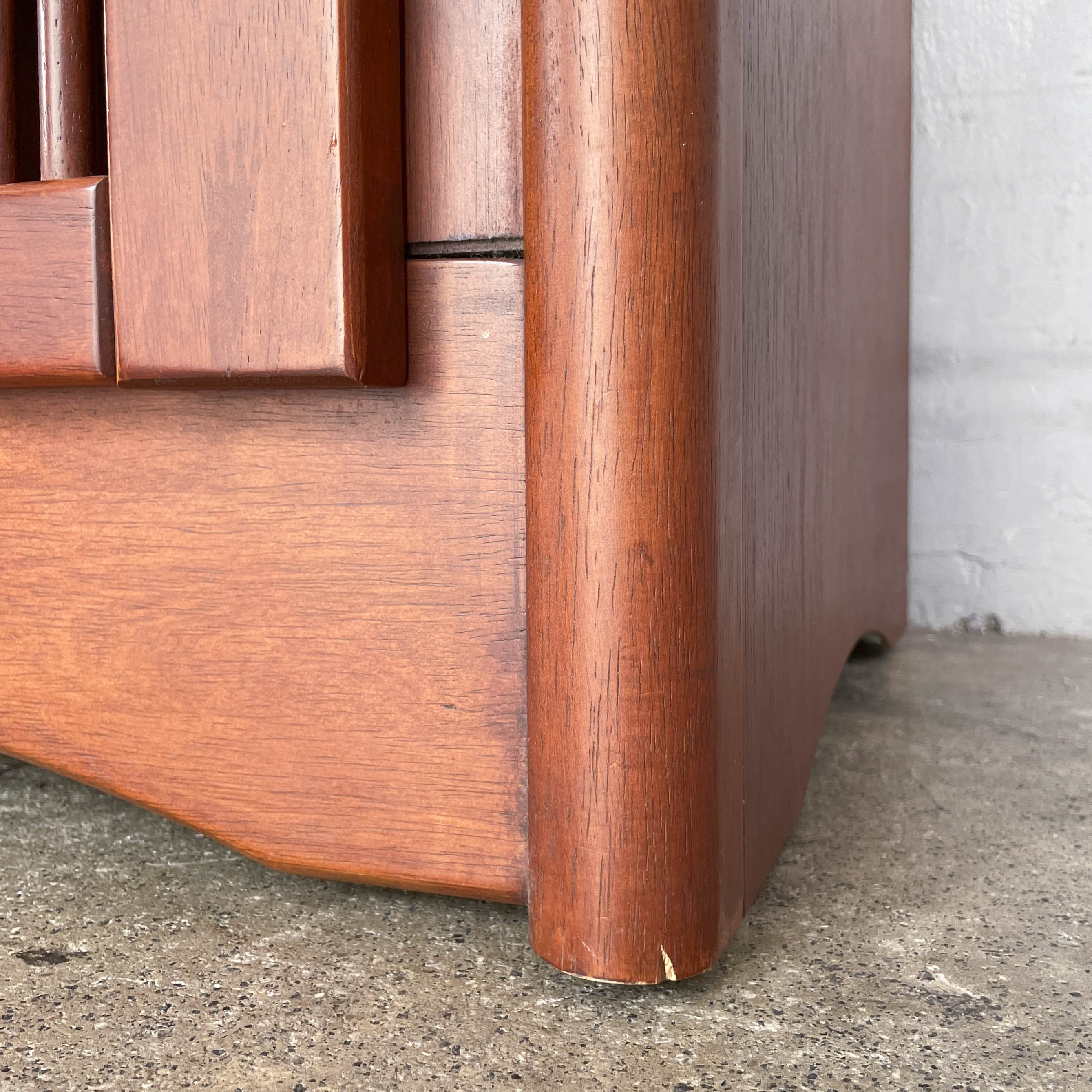Rubberwood Console with Slatted Doors