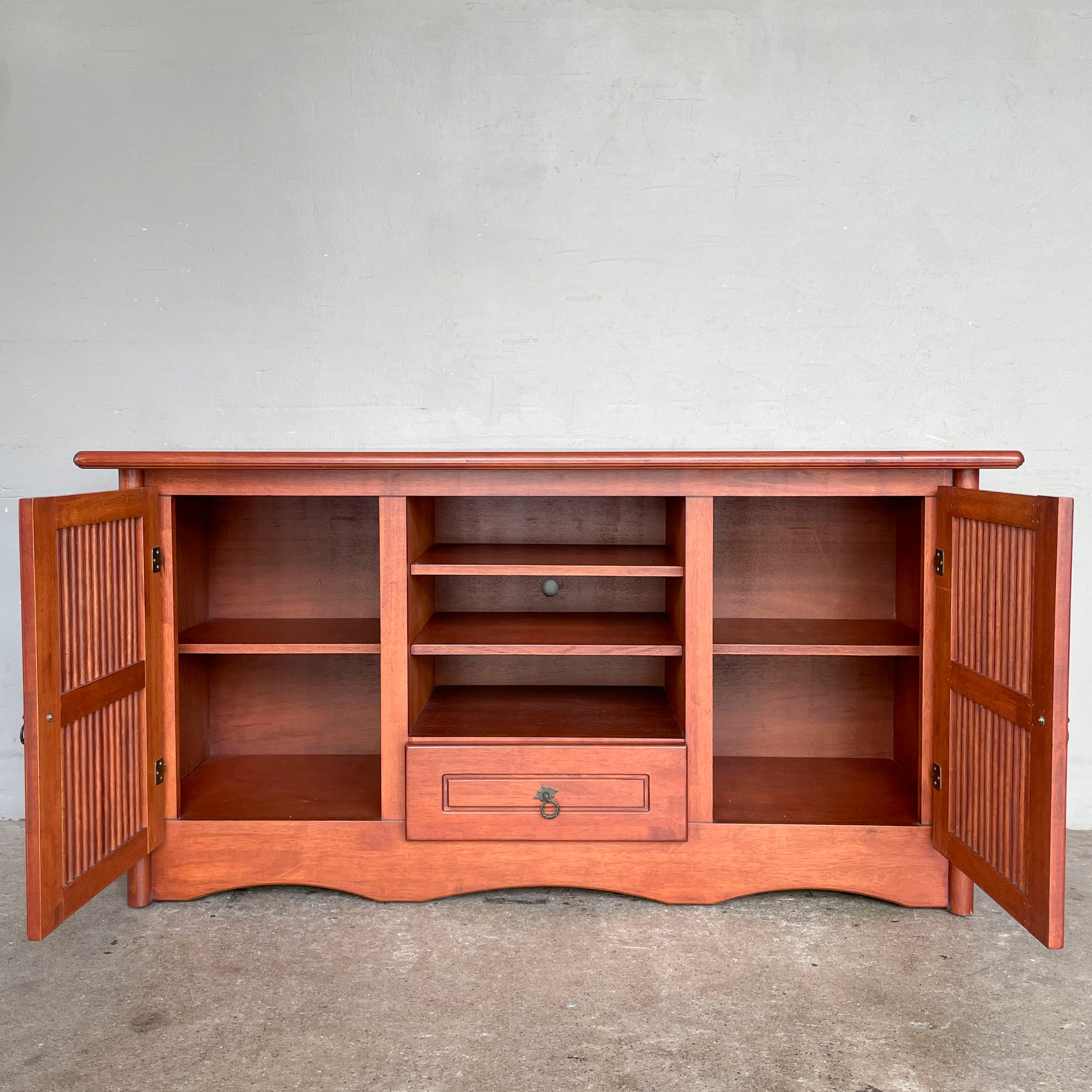 Rubberwood Console with Slatted Doors