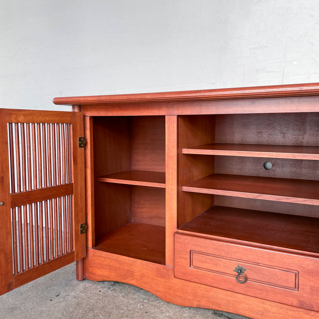 Rubberwood Console with Slatted Doors