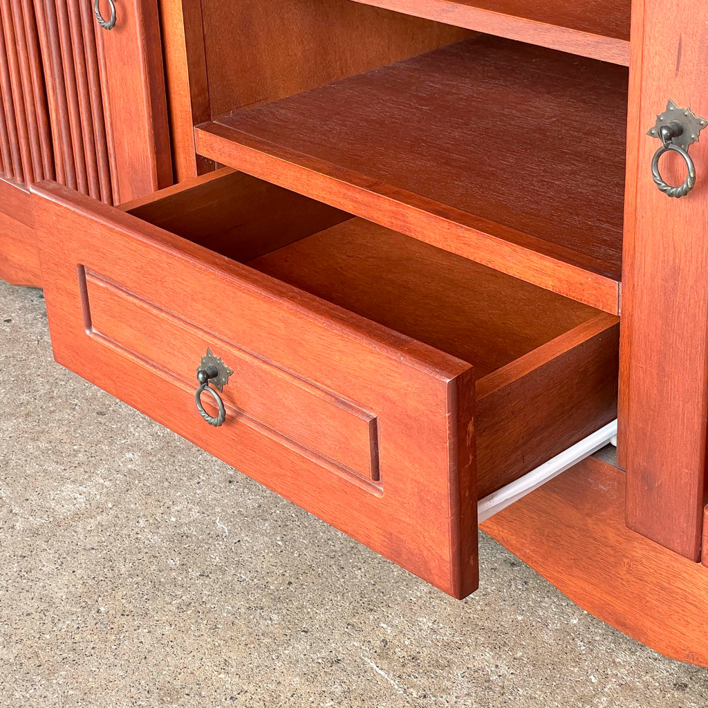 Rubberwood Console with Slatted Doors