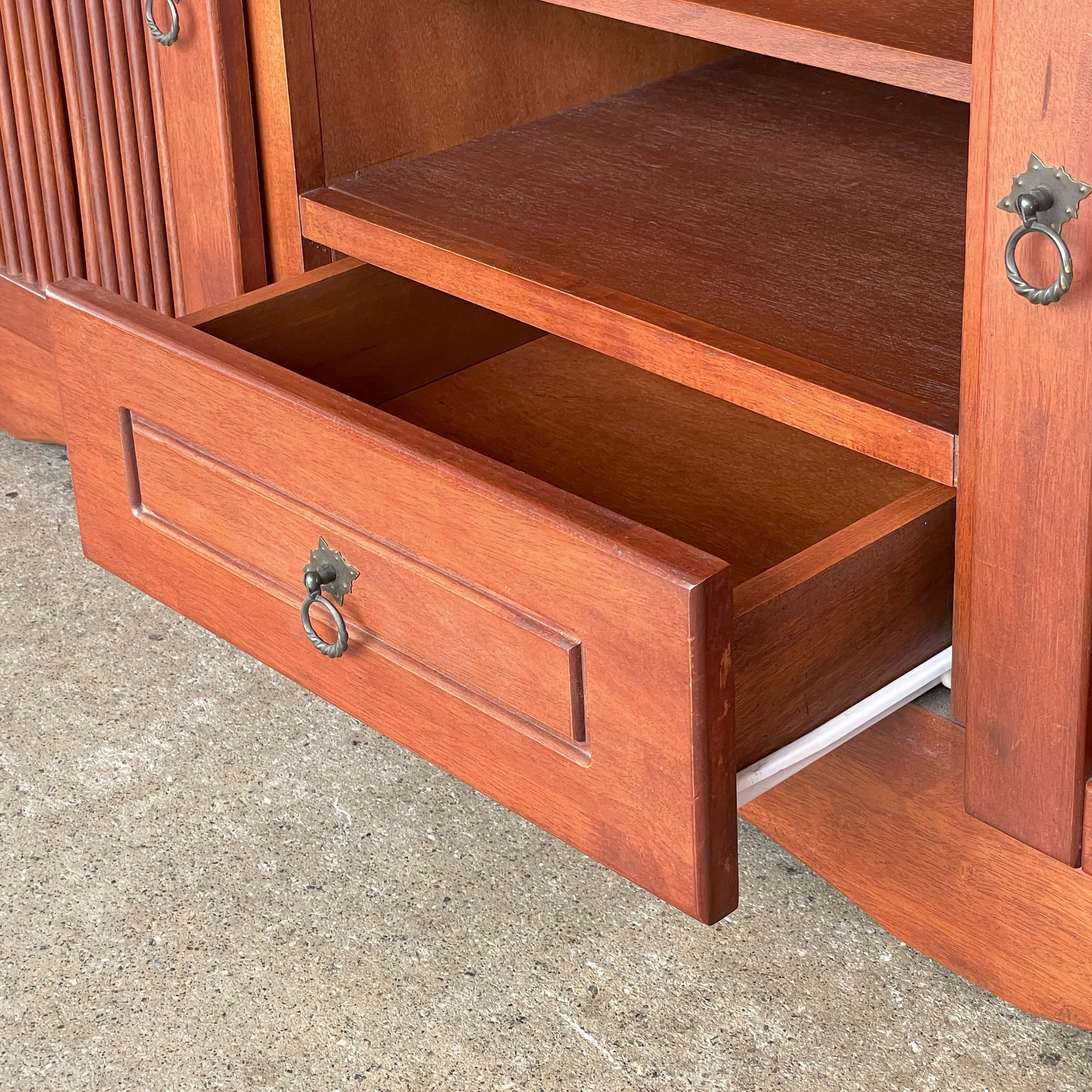 Rubberwood Console with Slatted Doors