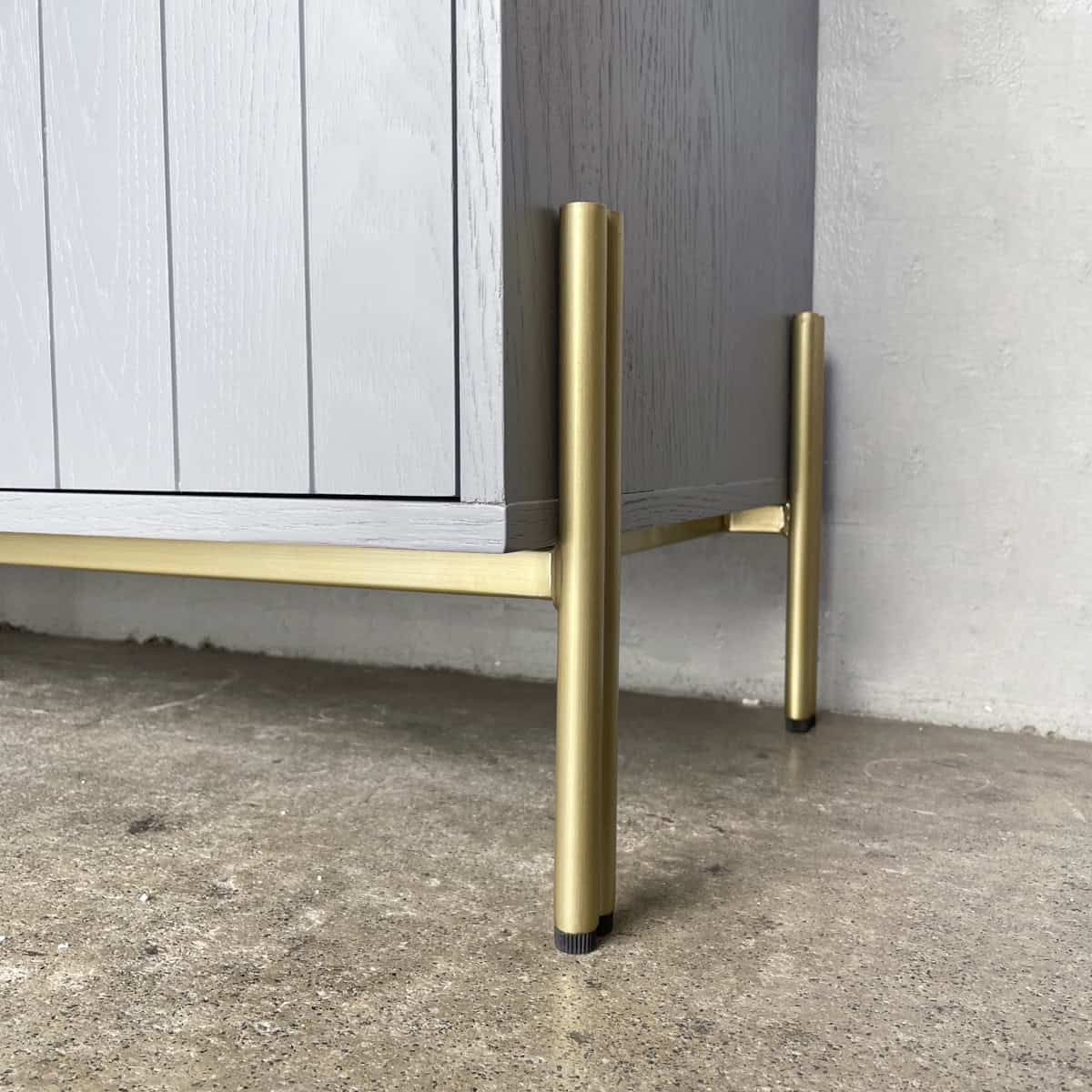 Grey Ribbed Glass TV Console