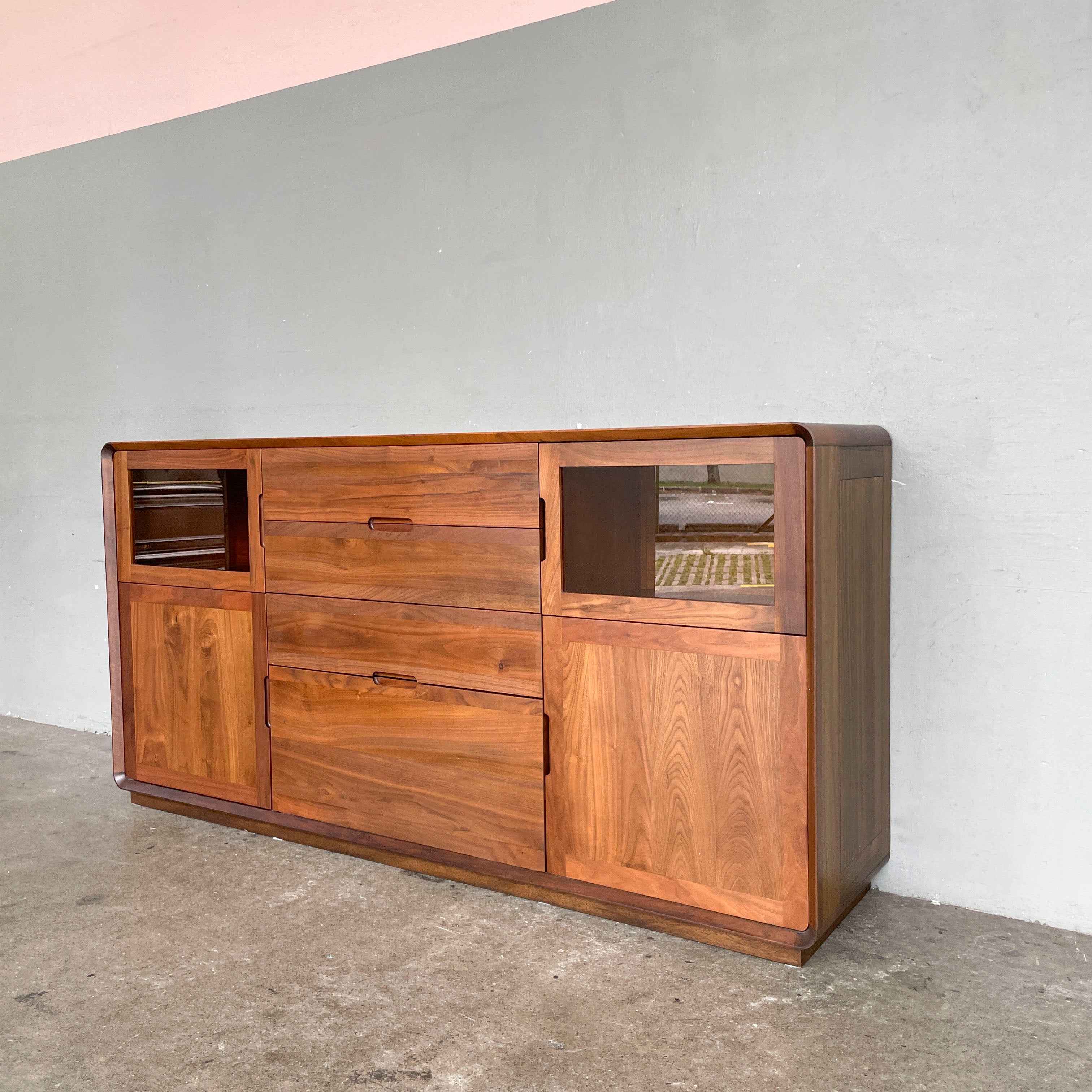 Rounded Edge Walnut Sideboard