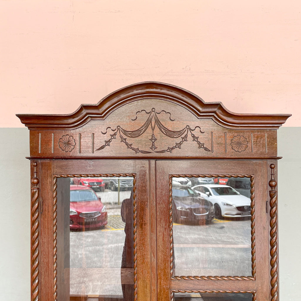 Vintage Colonial Glass Panel Wardrobe