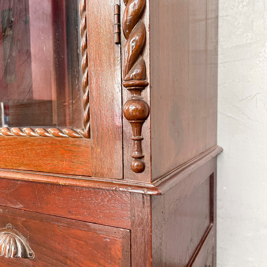 Vintage Colonial Glass Panel Wardrobe