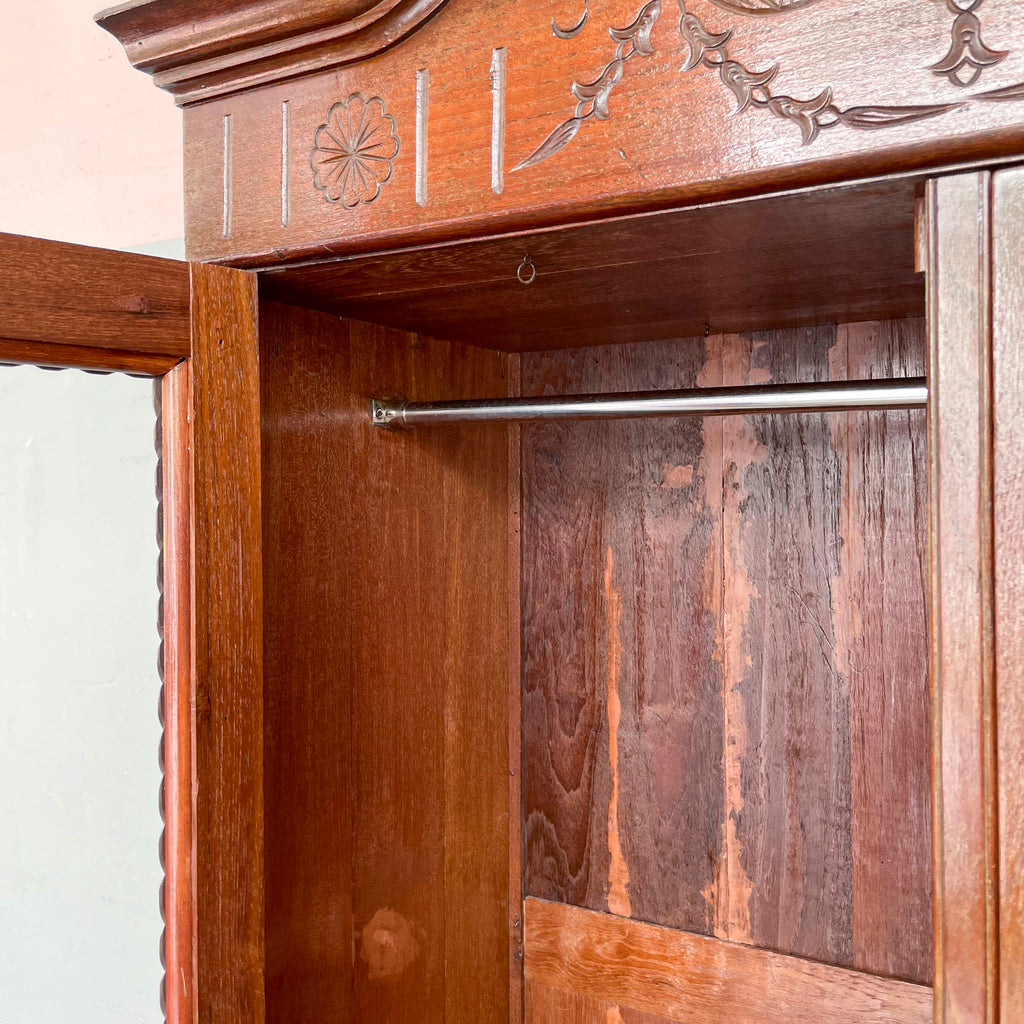 Vintage Colonial Glass Panel Wardrobe