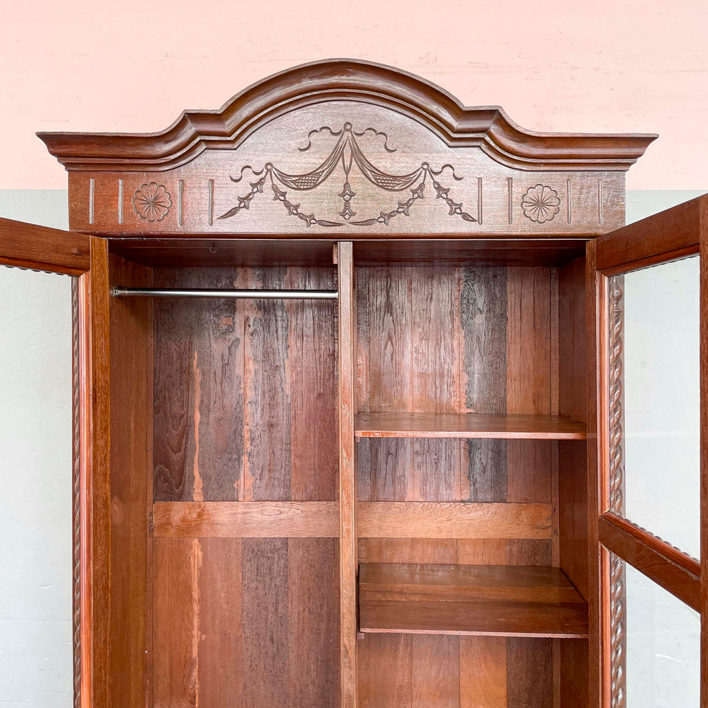 Vintage Colonial Glass Panel Wardrobe