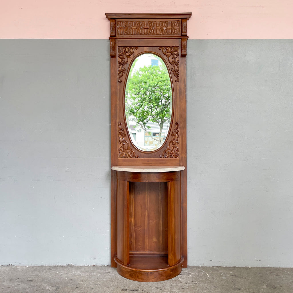 Travertine Top Teak Hall Stand
