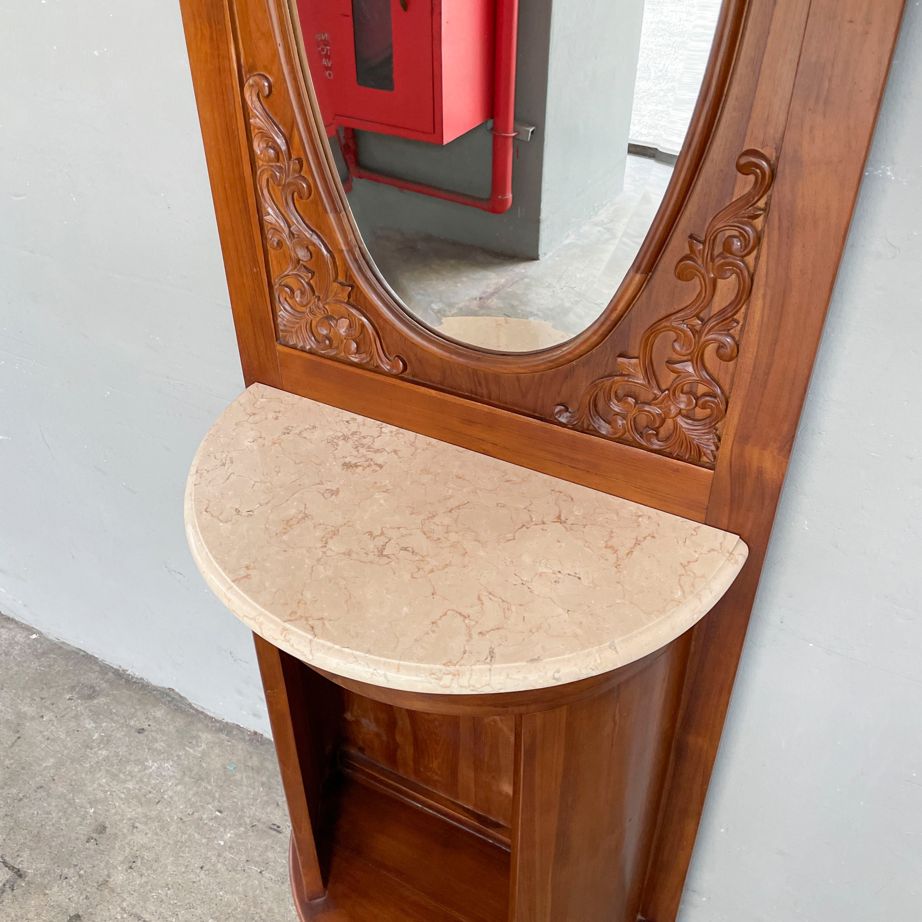 Travertine Top Teak Hall Stand