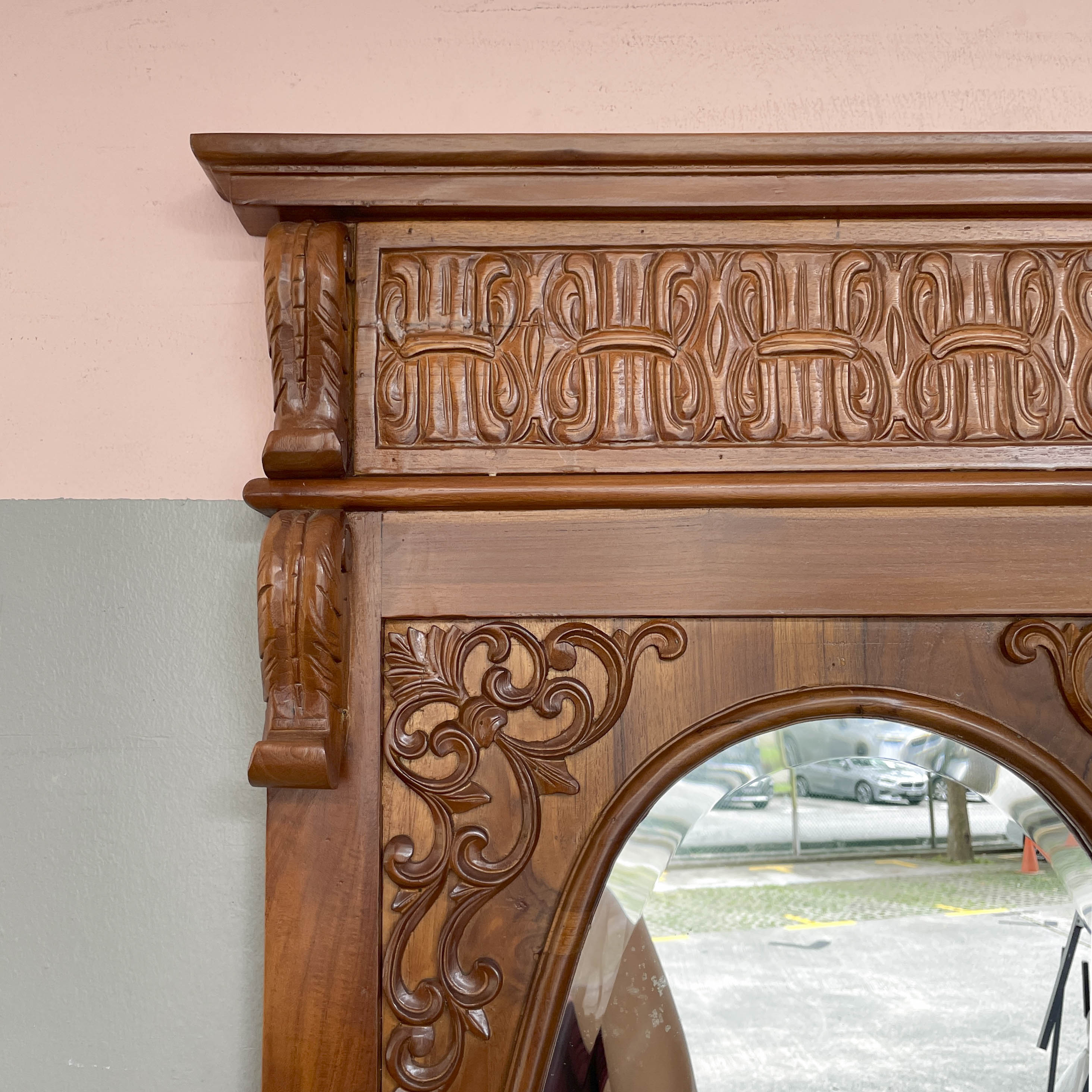 Travertine Top Teak Hall Stand