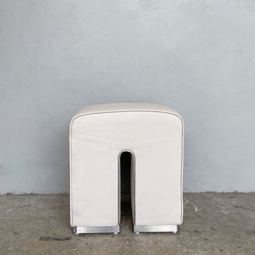 'n' Light Grey Leather Stool