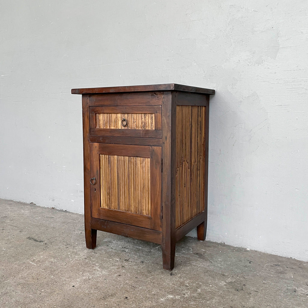 Teak & Bamboo Slat Side Table