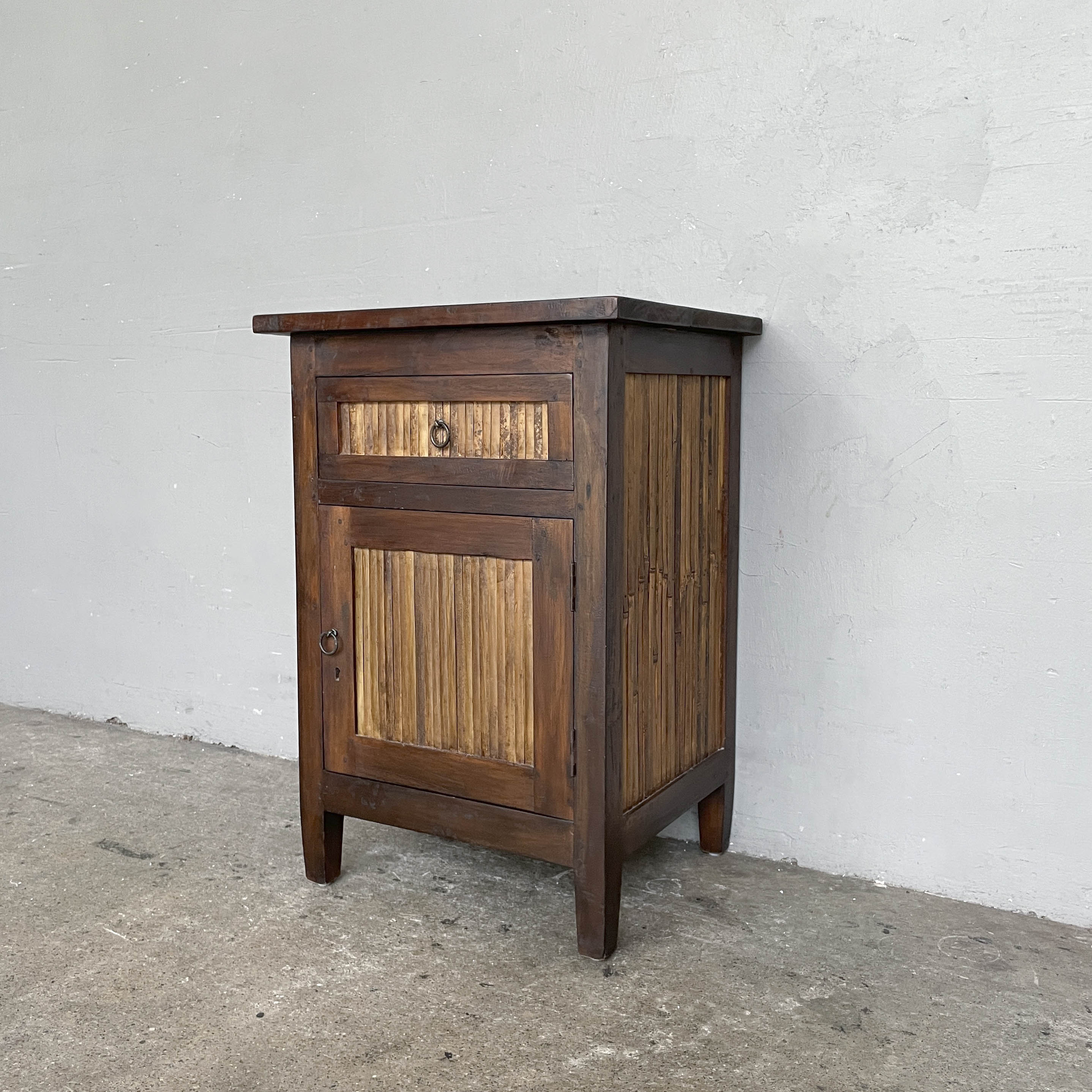 Teak & Bamboo Slat Side Table