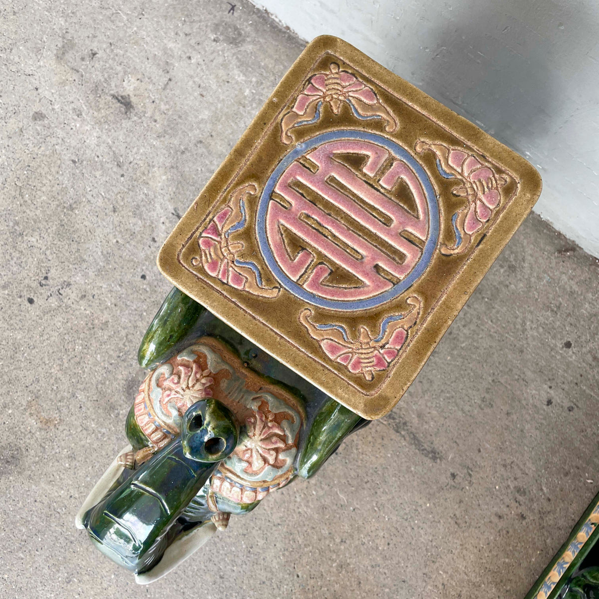 Pair of Glazed Ceramic Elephant Stands