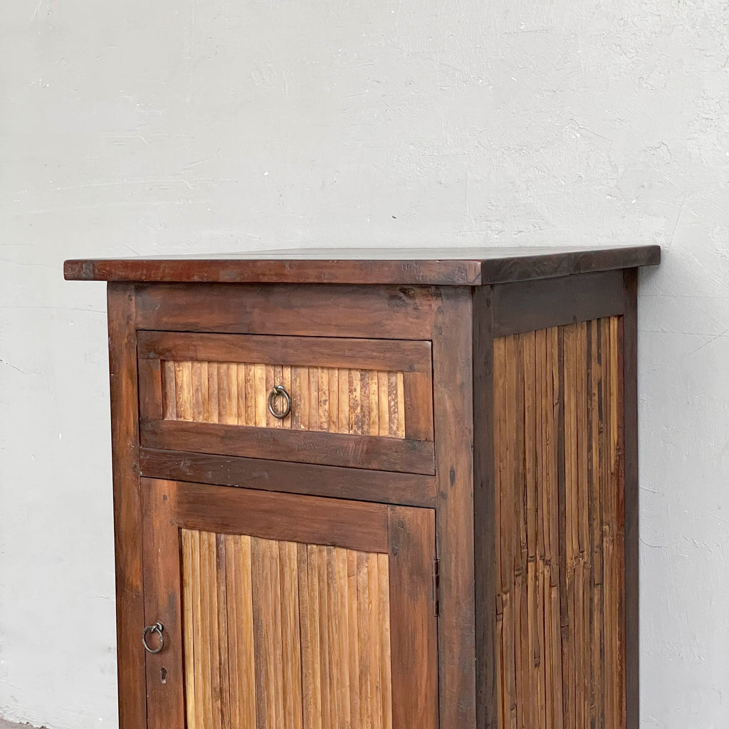 Teak & Bamboo Slat Side Table