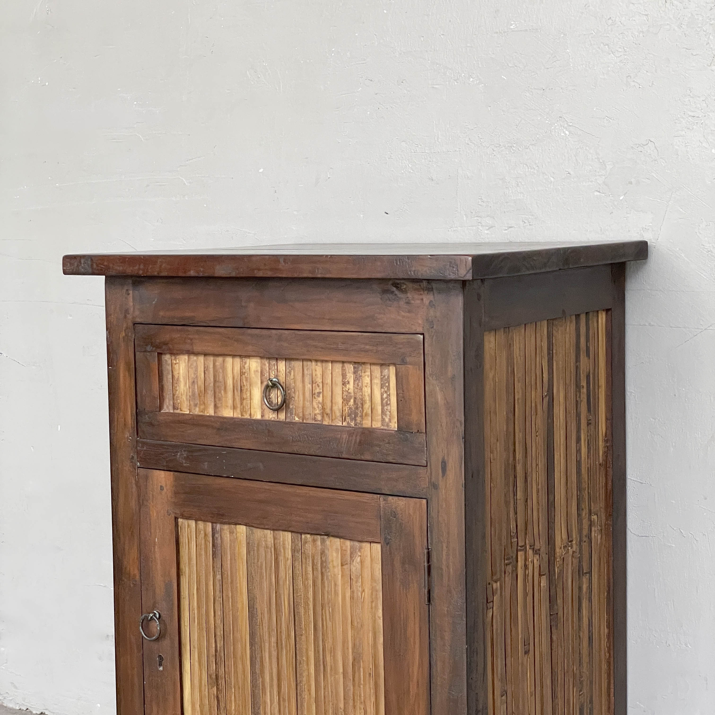 Teak & Bamboo Slat Side Table