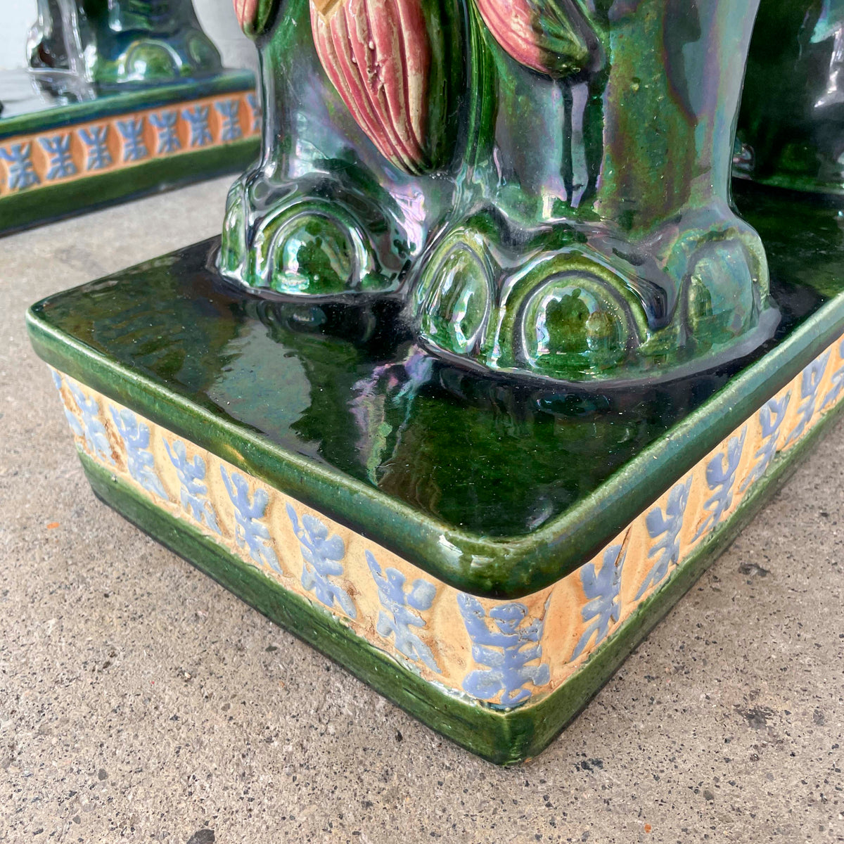 Pair of Glazed Ceramic Elephant Stands