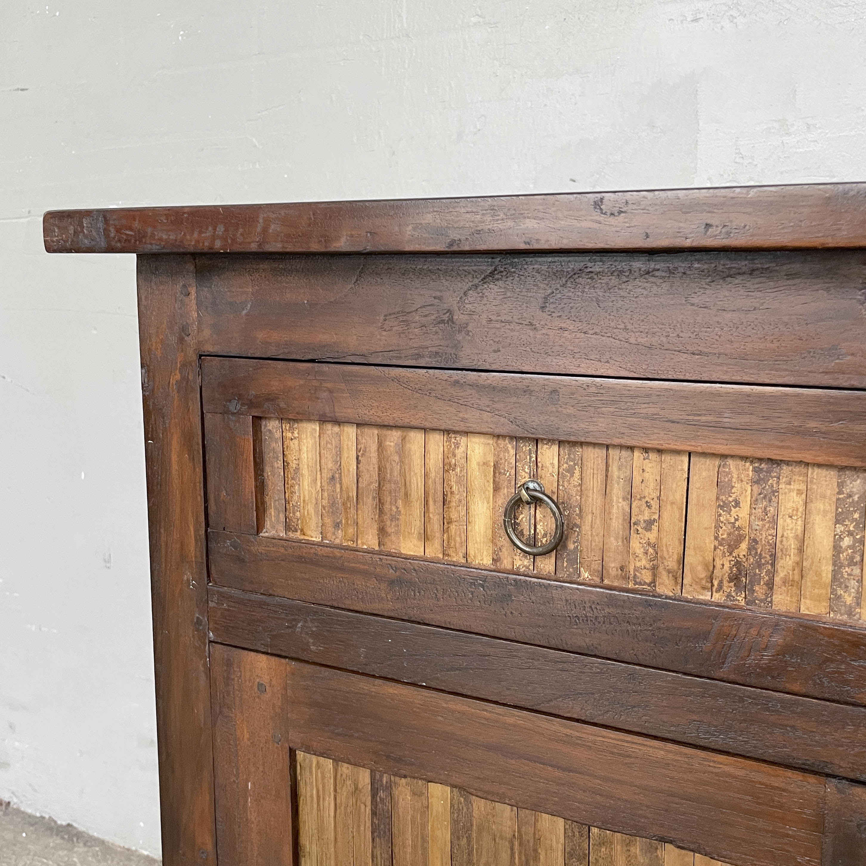 Teak & Bamboo Slat Side Table