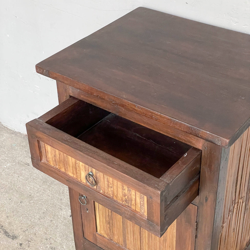 Teak & Bamboo Slat Side Table