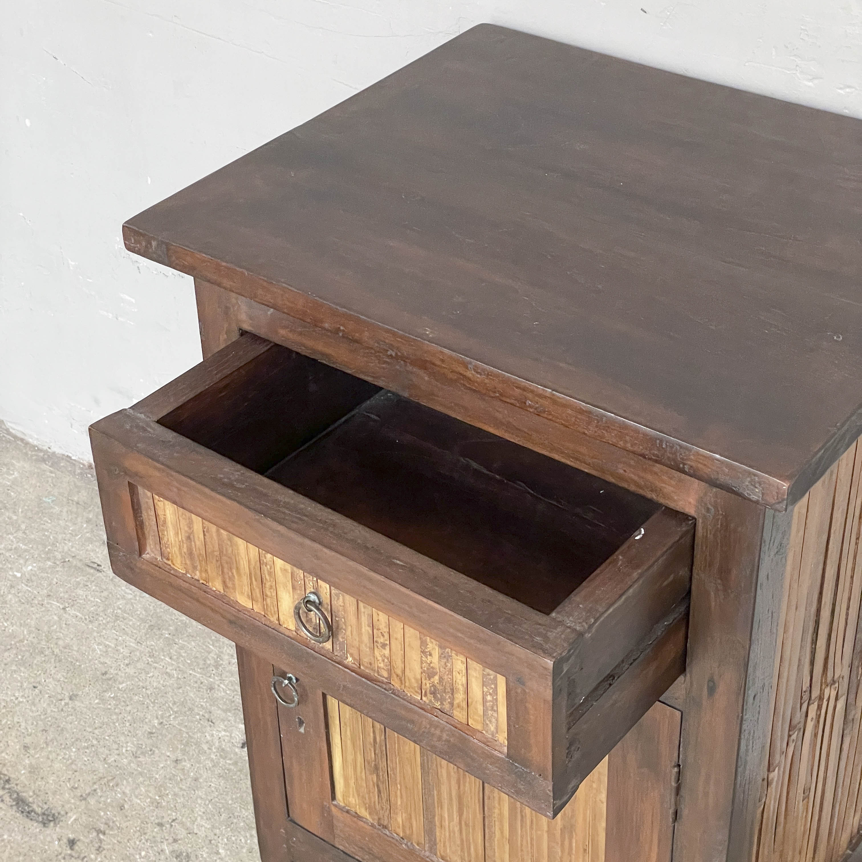 Teak & Bamboo Slat Side Table