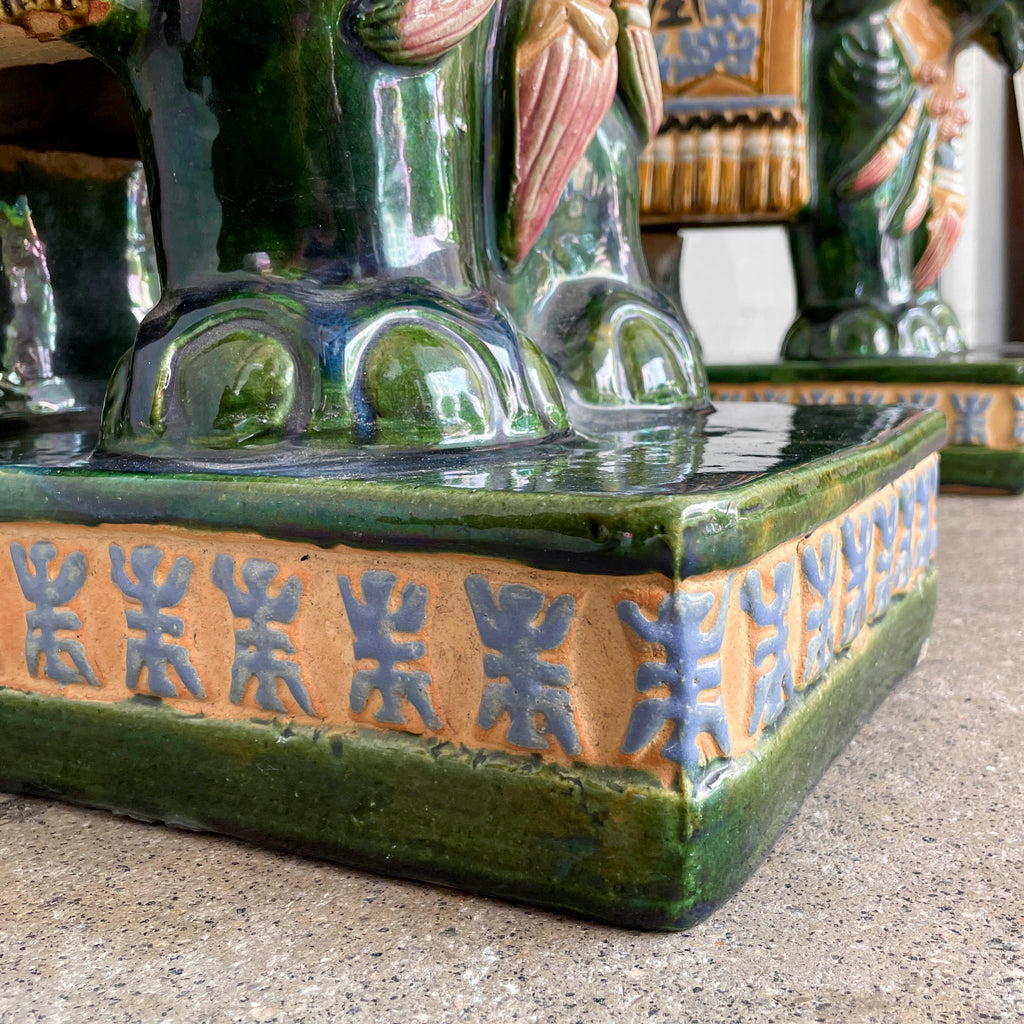 Pair of Glazed Ceramic Elephant Stands
