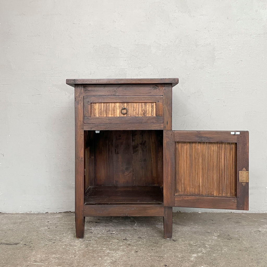 Teak & Bamboo Slat Side Table