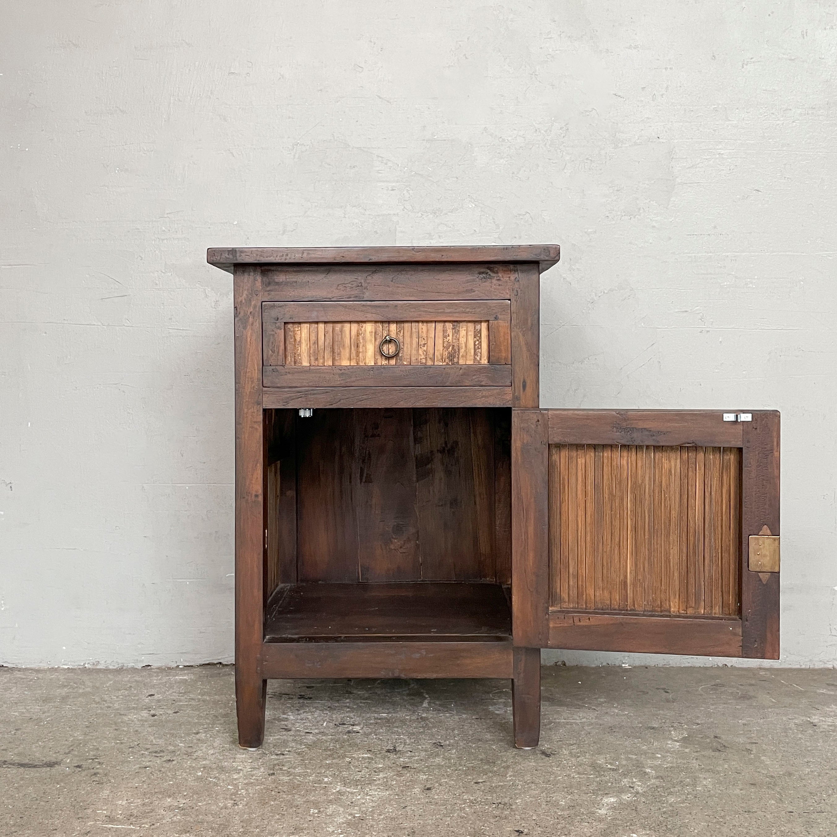 Teak & Bamboo Slat Side Table
