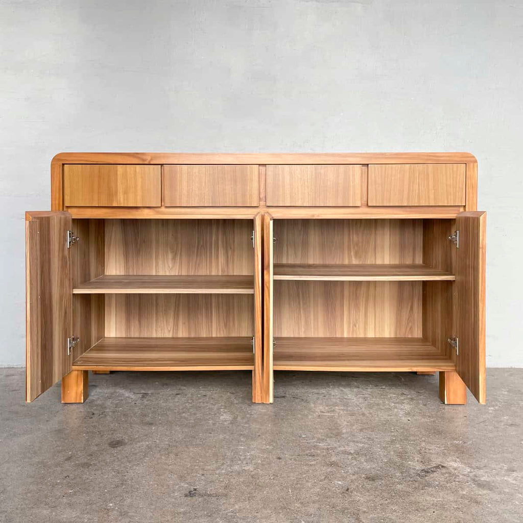 4-Door Curved Corner Wooden Sideboard