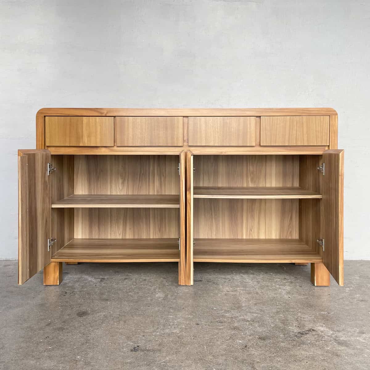 4-Door Curved Corner Wooden Sideboard