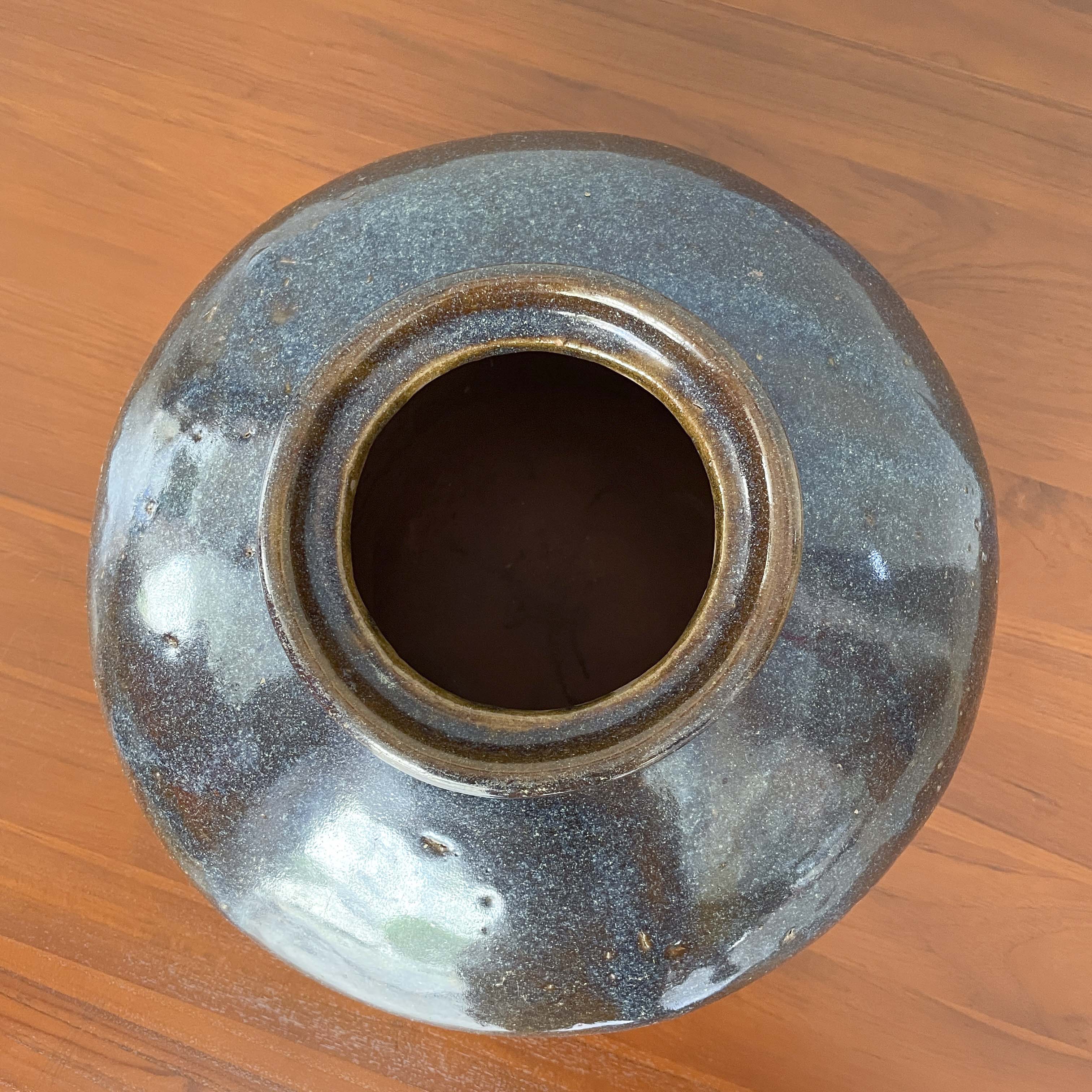 Rustic Brown Glazed Ceramic Vessel