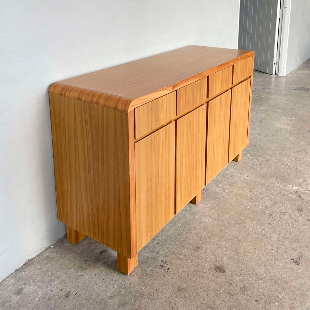 4-Door Curved Corner Wooden Sideboard