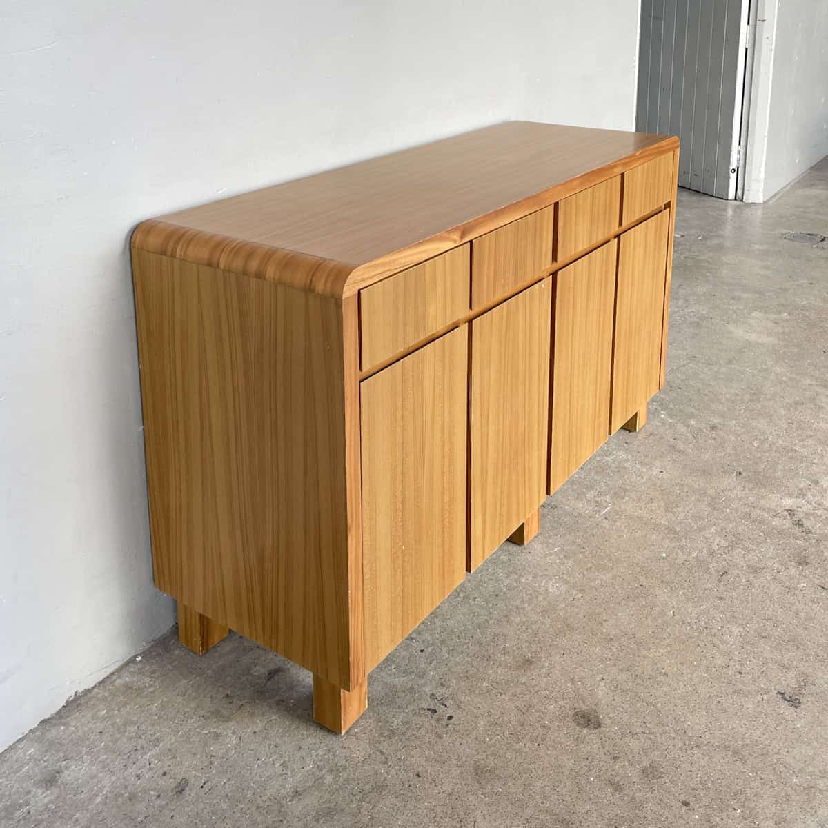 4-Door Curved Corner Wooden Sideboard